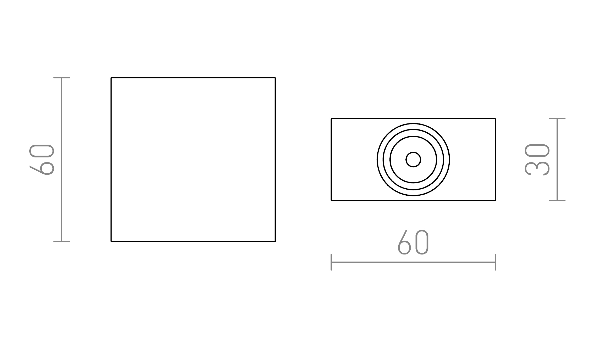 Termék vázlat – LEDRA TICO I fali lámpa alumínium 230V LED 3W 3000K