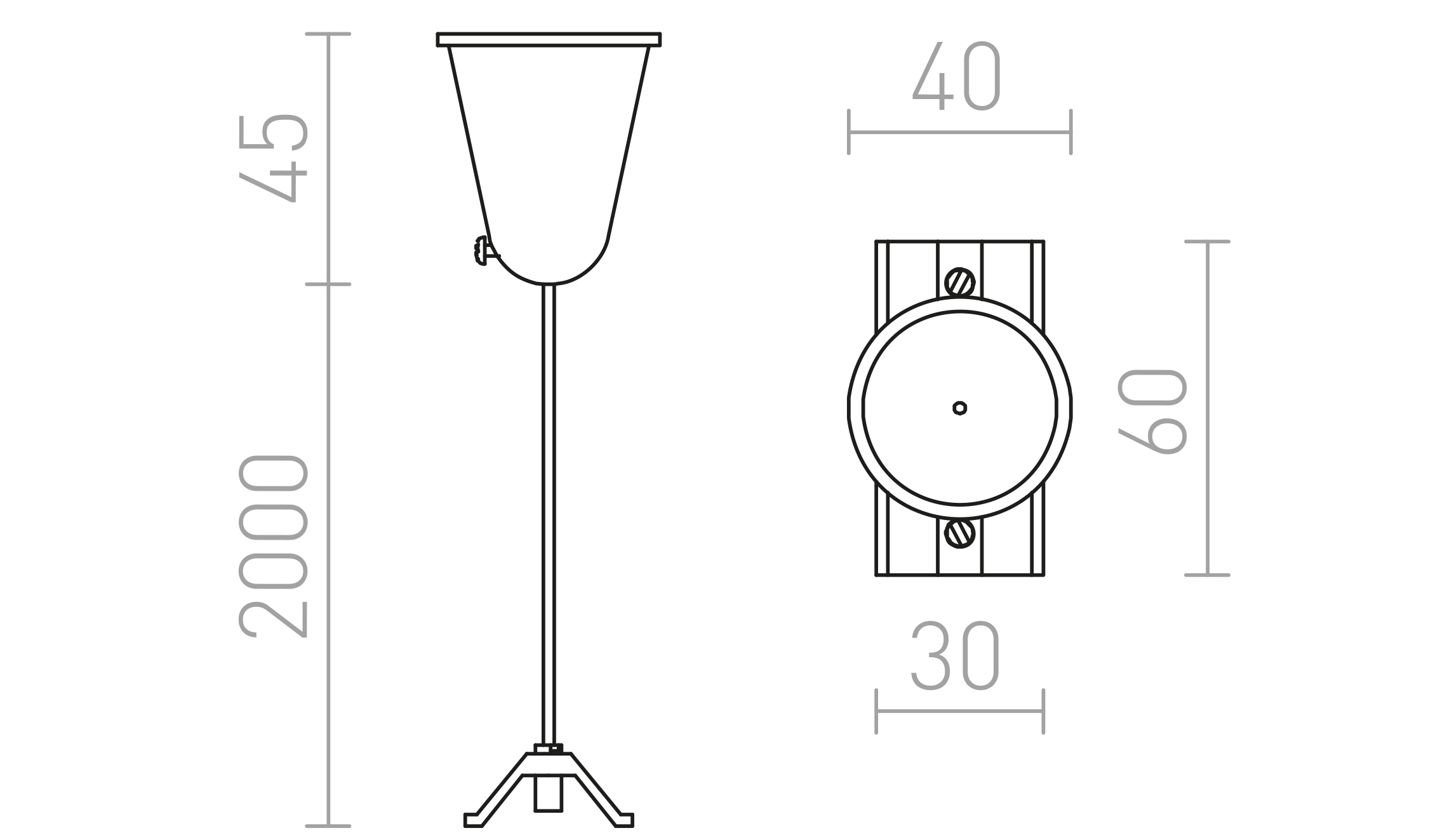 Termék vázlat – LEDRA 1F 2m függesztő készlet fekete