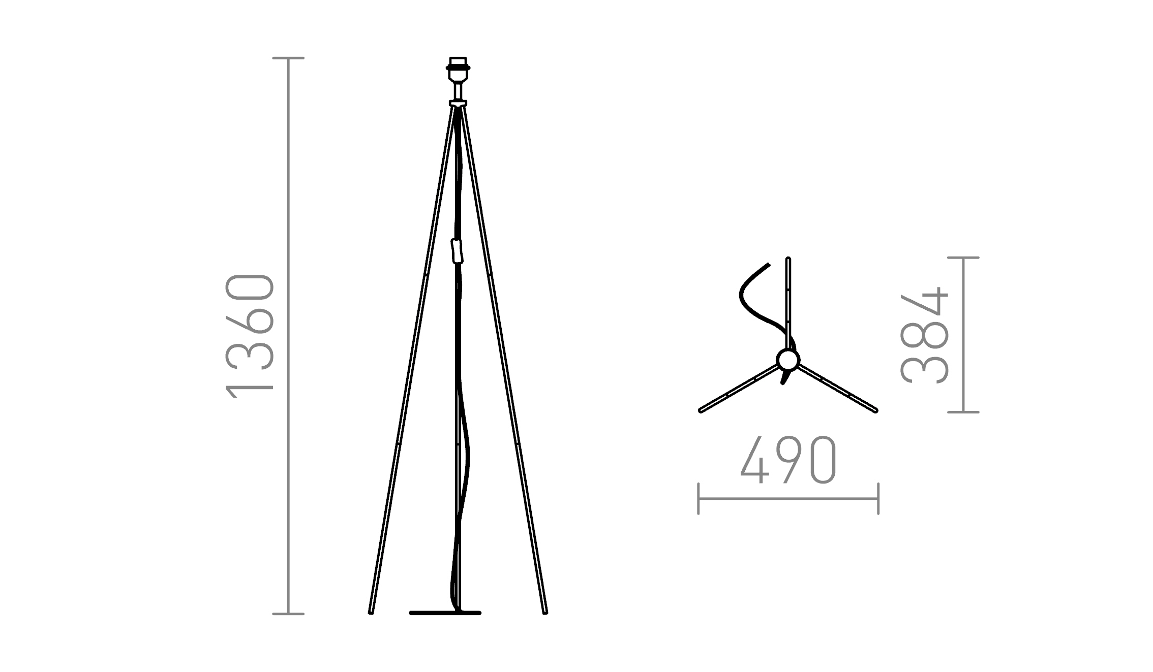Termék vázlat – LEDRA NYC TRIPOD állólámpa talapzat króm 230V LED E27 15W