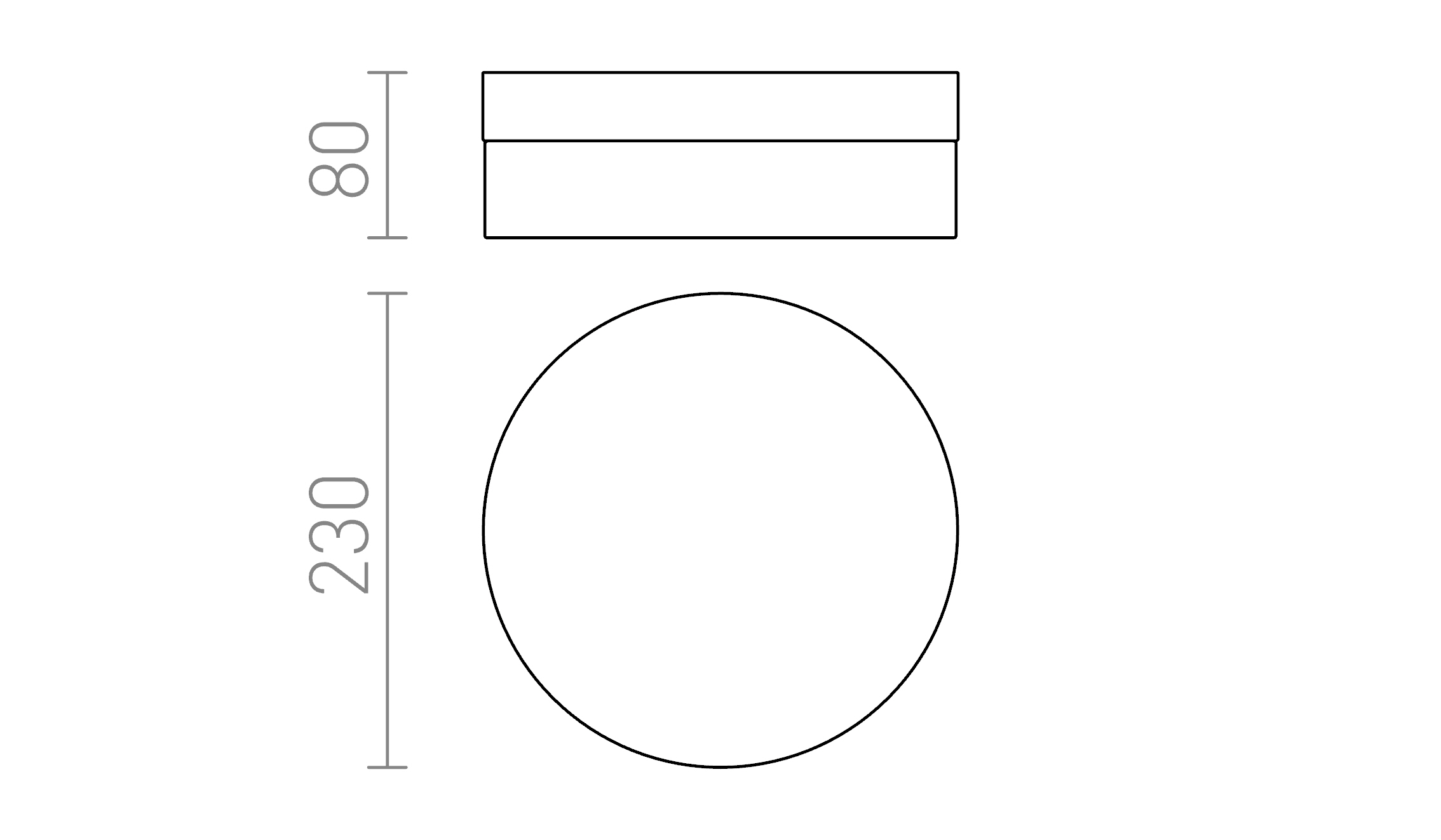 Termék vázlat – LEDRA AWE 23 mennyezeti lámpa matt nikkel 230V LED 14W IP44 3000K