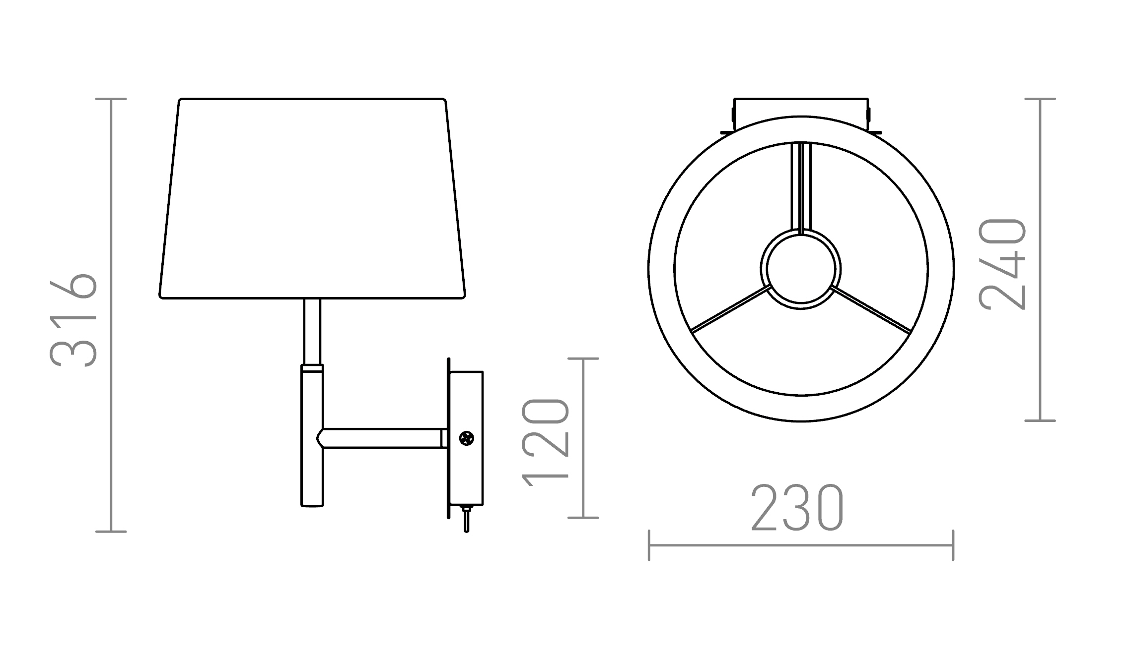 Termék vázlat – LEDRA BROADWAY fali lámpa fehér króm 230V LED E27 15W