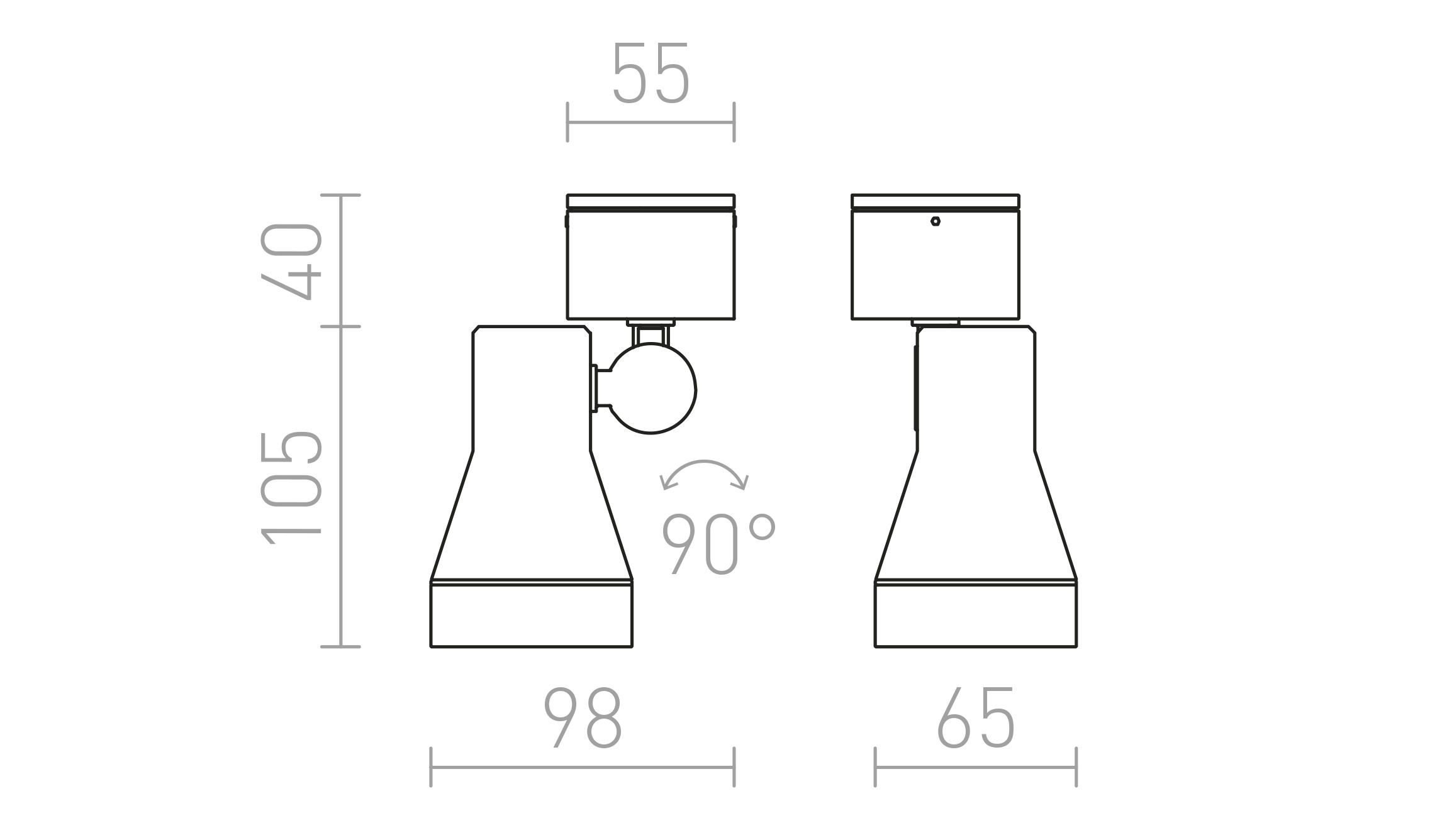 Termék vázlat – LEDRA DIREZZA fali lámpa antracitszürke 230V GU10 35W IP54
