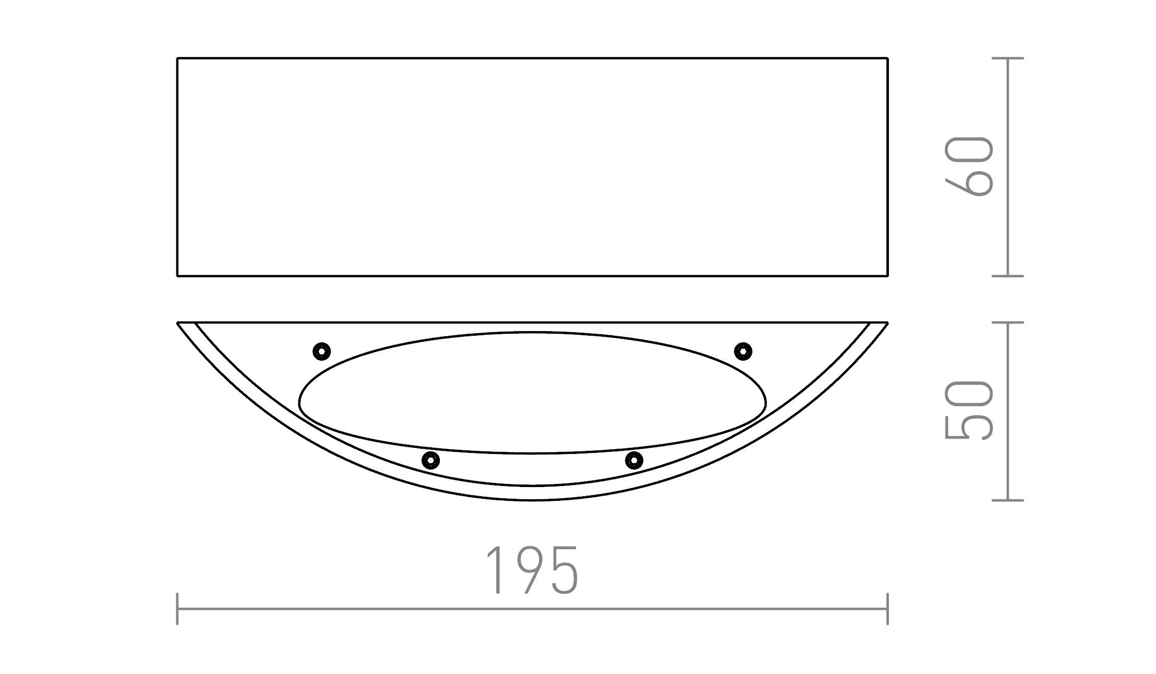 Termék vázlat – LEDRA NAXOS fali lámpa fehér 230V LED 6W 3000K