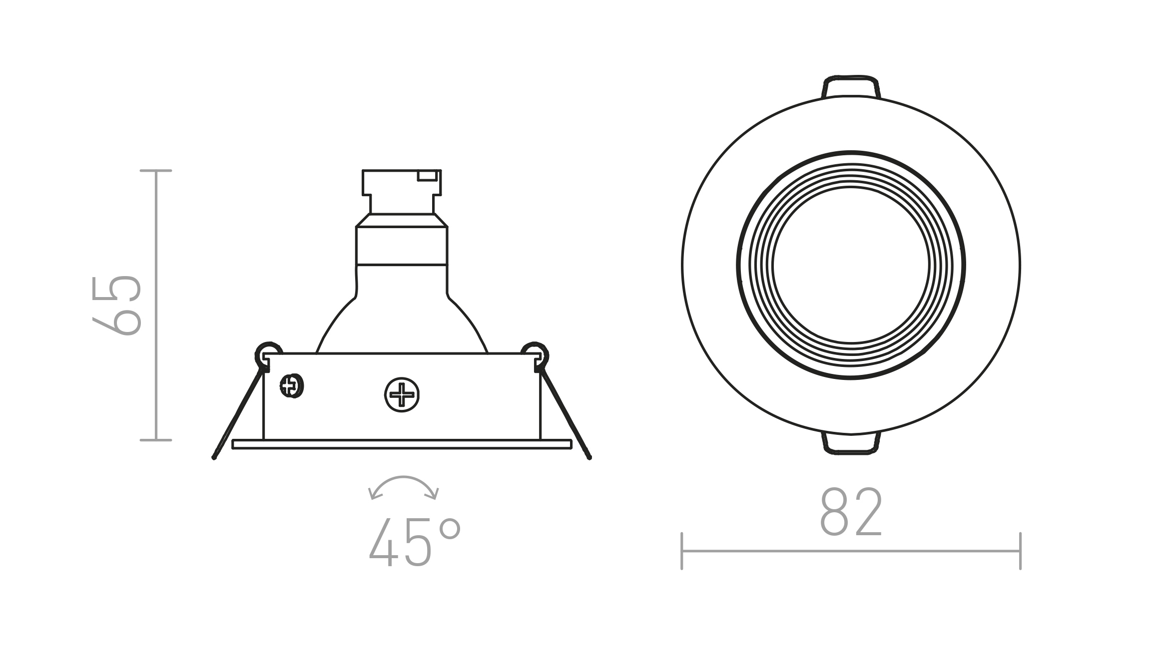 Termék vázlat – LEDRA TIX billenthető csiszolt alumínium 230V GU10 50W