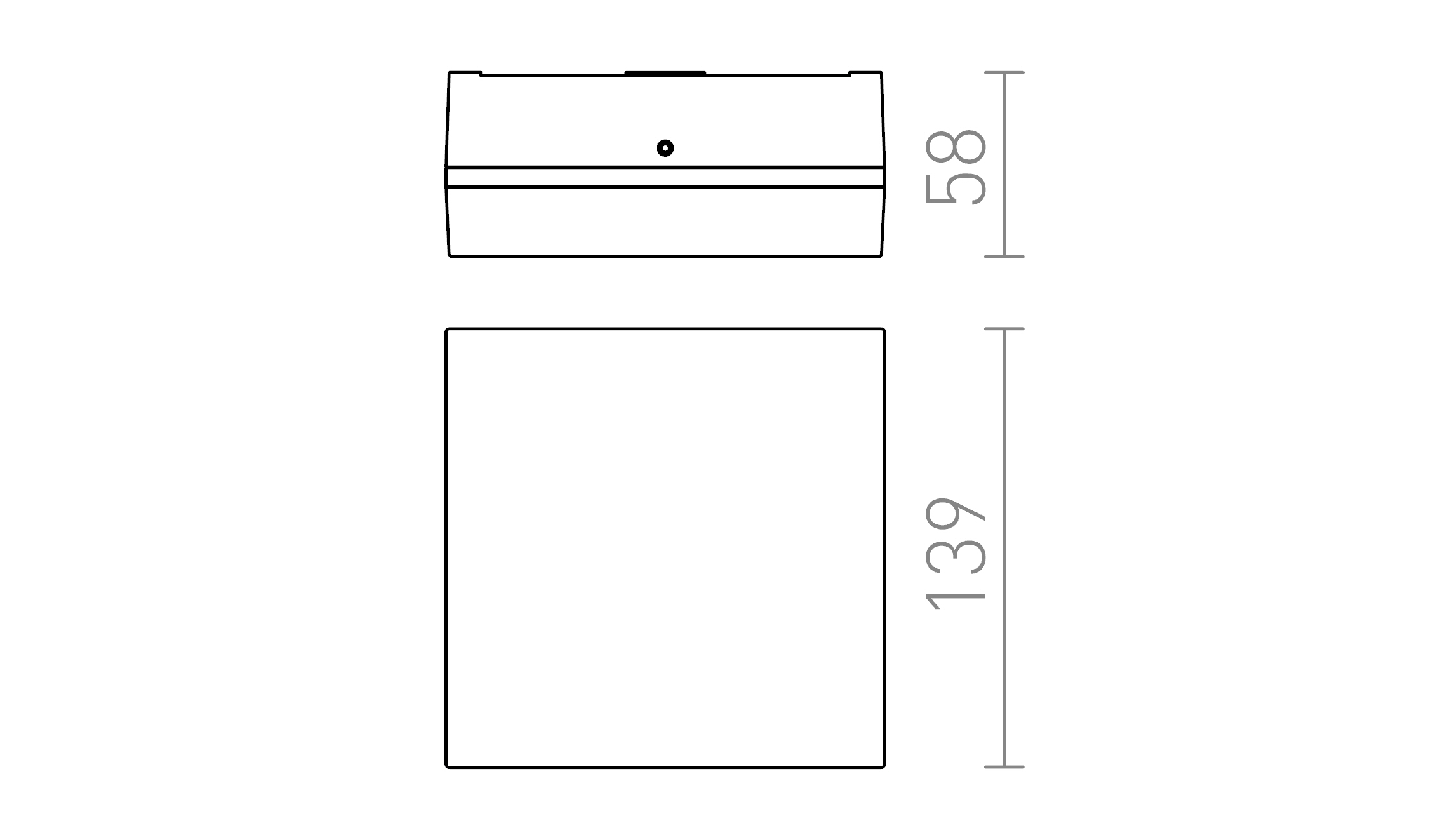 Termék vázlat – LEDRA SPECTACLE felületre szerelhető ezüstszürke 230V LED 5W IP54 3000K