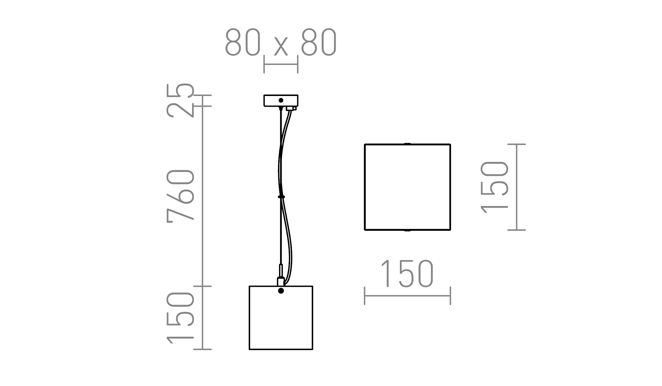 Termék vázlat – LEDRA LUCIA 15x15 függőlámpa szaténüveg/króm 230V LED G9 5W