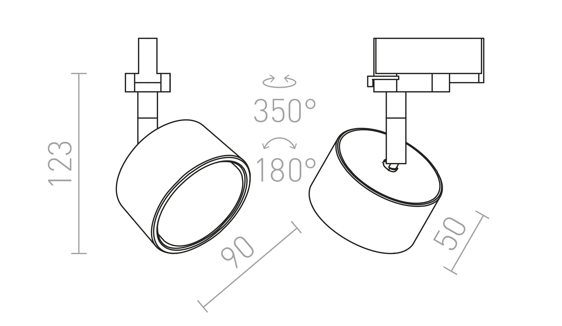 Termék vázlat – LEDRA PIXIE háromáramkörös sínre fehér króm 230V LED GX53 7W