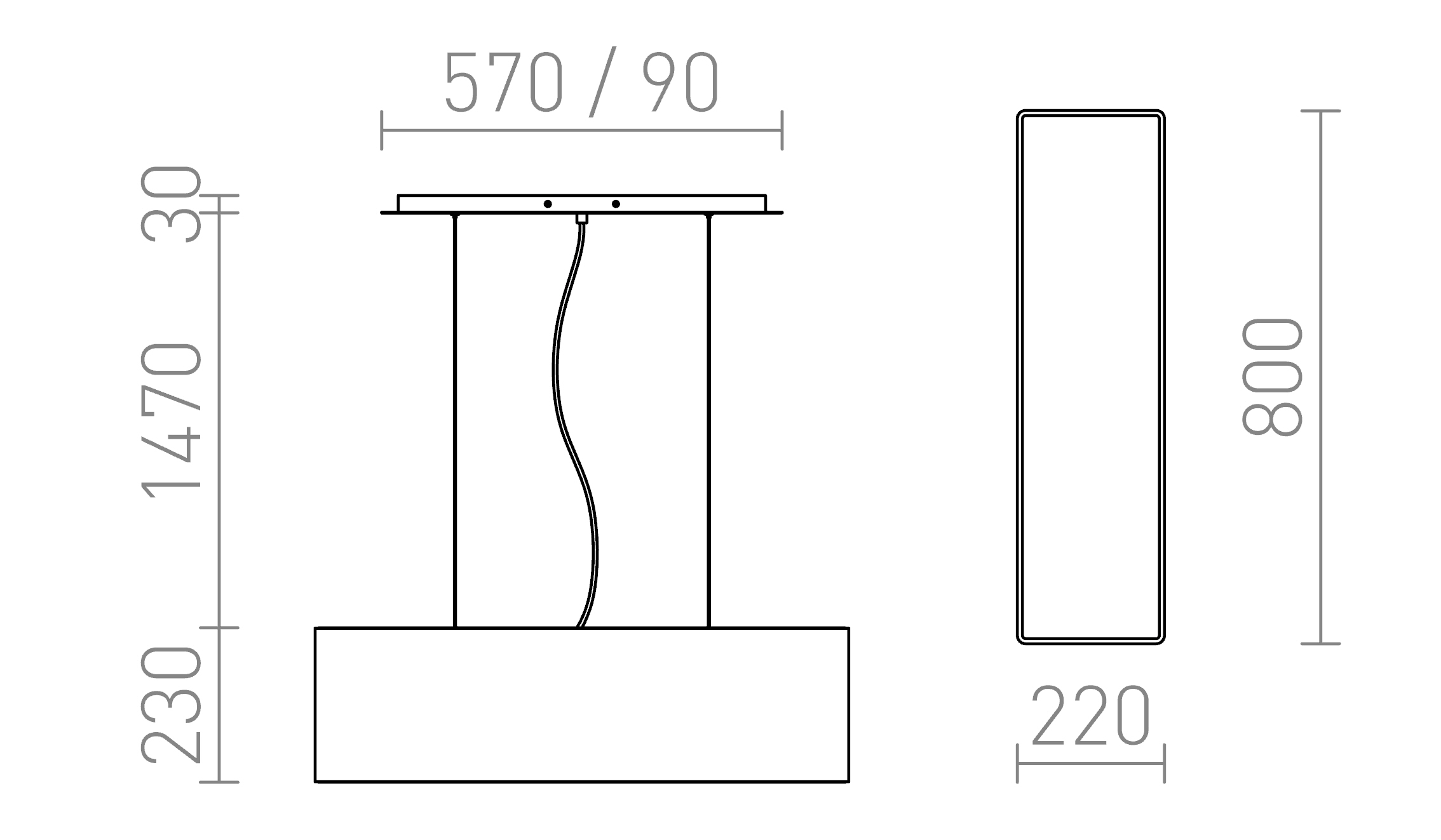 Termék vázlat – LEDRA LOPE 80 függőlámpa fekete matt nikkel 230V LED E27 4x15W