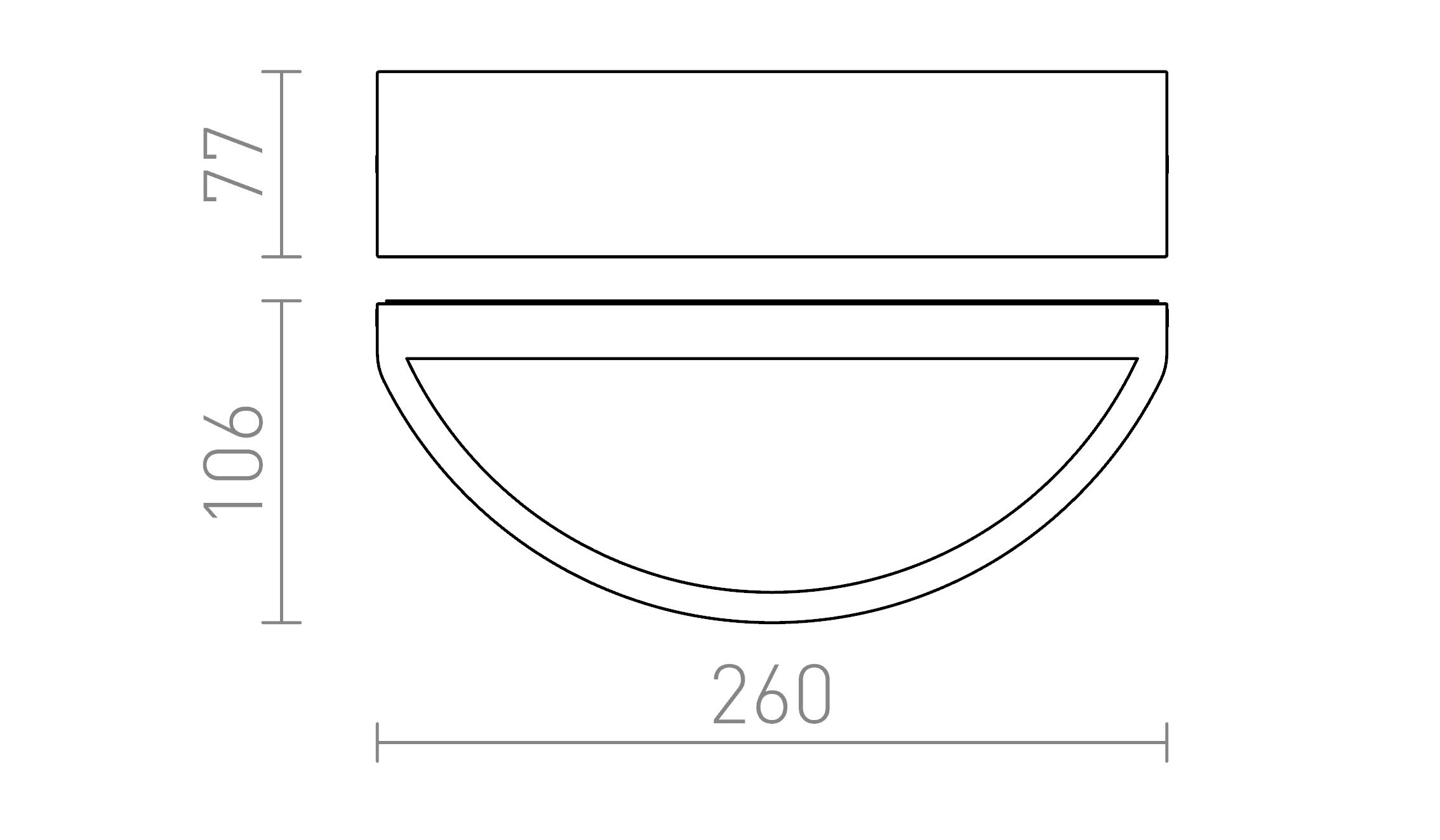 Termék vázlat – LEDRA LESA fali lámpa ezüstszürke 230V LED E27 26W IP54