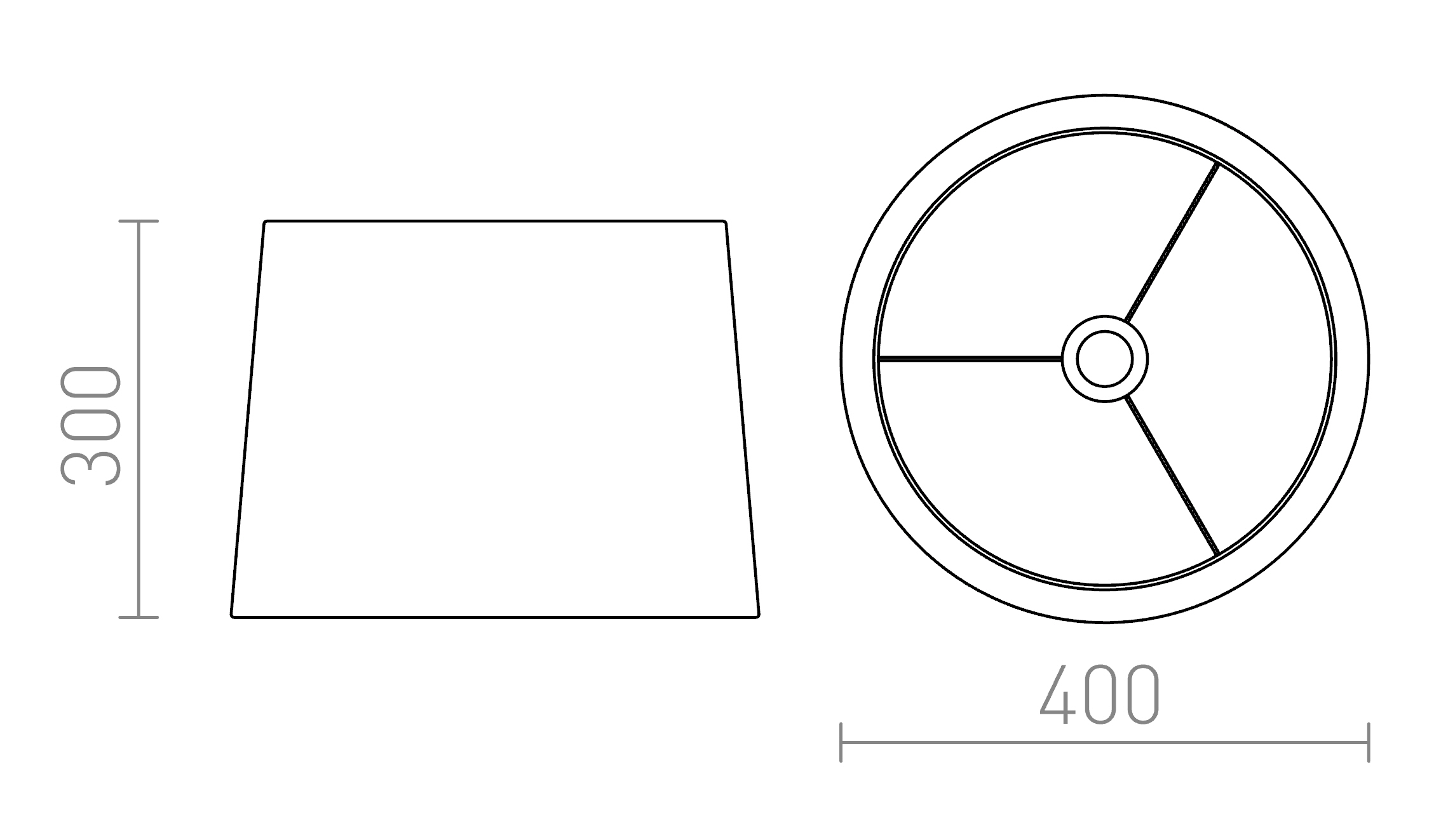 Termék vázlat – LEDRA ASPRO 40/30 lámpabúra Polycotton fehér/fehér PVC max. 23W