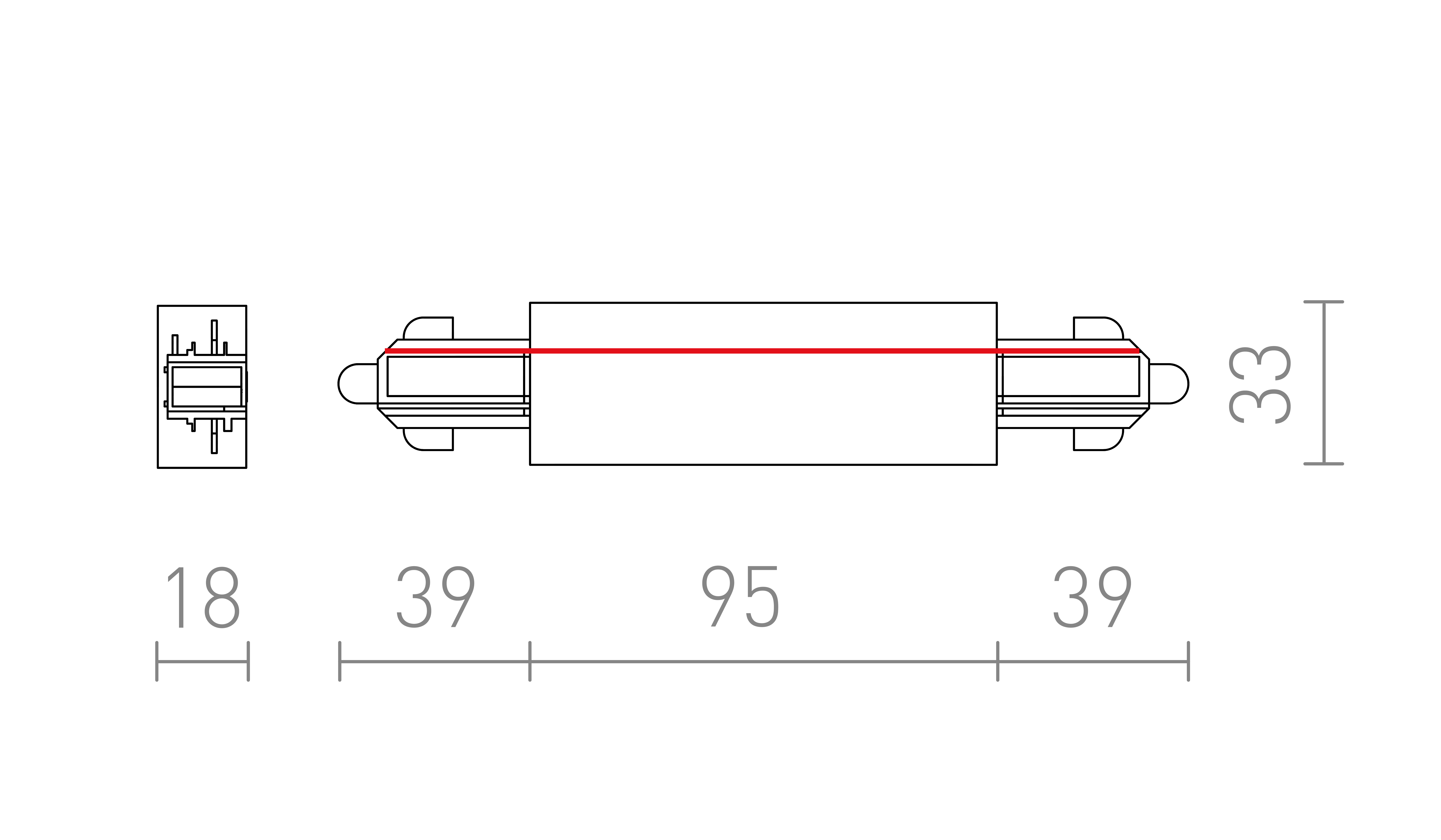 Termék vázlat – LEDRA 1F közvetlen csatlakozó tápellátási lehetőséggel fehér 230V