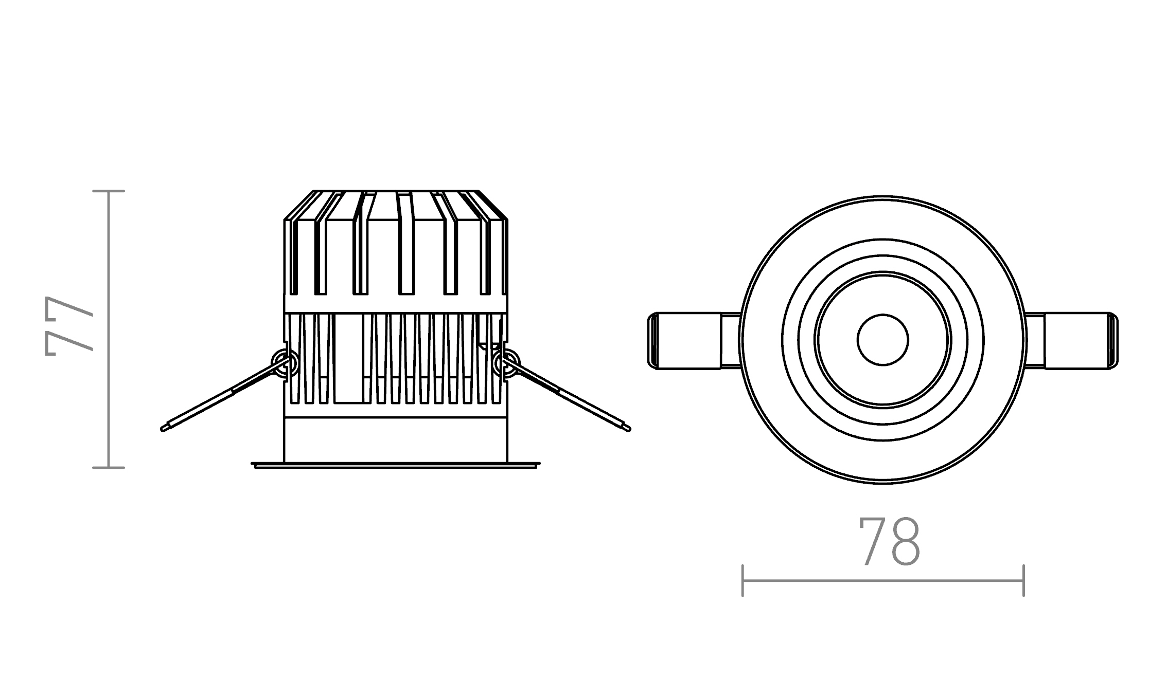 Termék vázlat – LEDRA RINO süllyesztett keret nélküli 230V LED 10W 36° IP65 3000K
