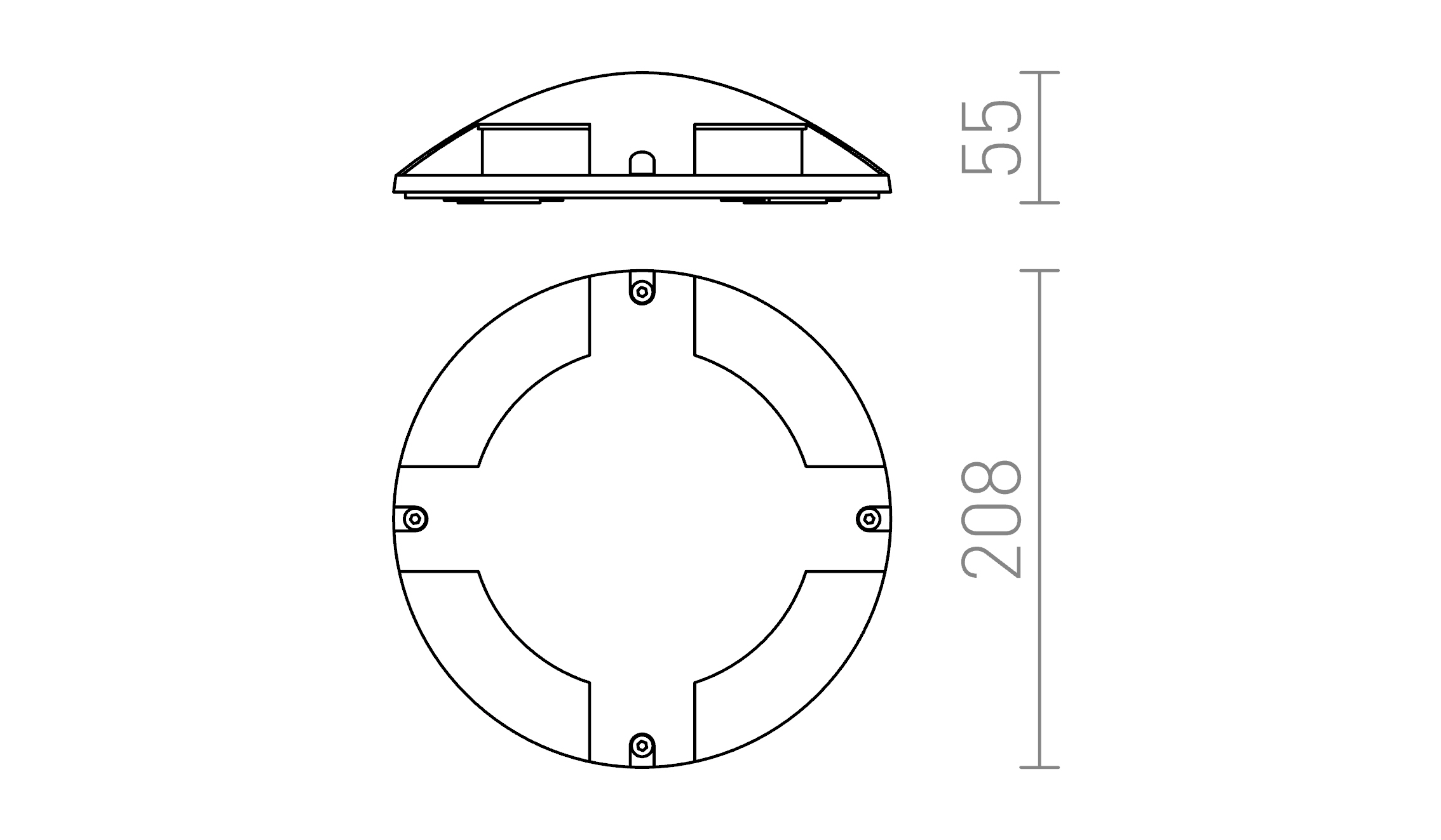Termék vázlat – LEDRA TOPTOP IV talaj antracitszürke 230V LED 4x1W IP67 3000K