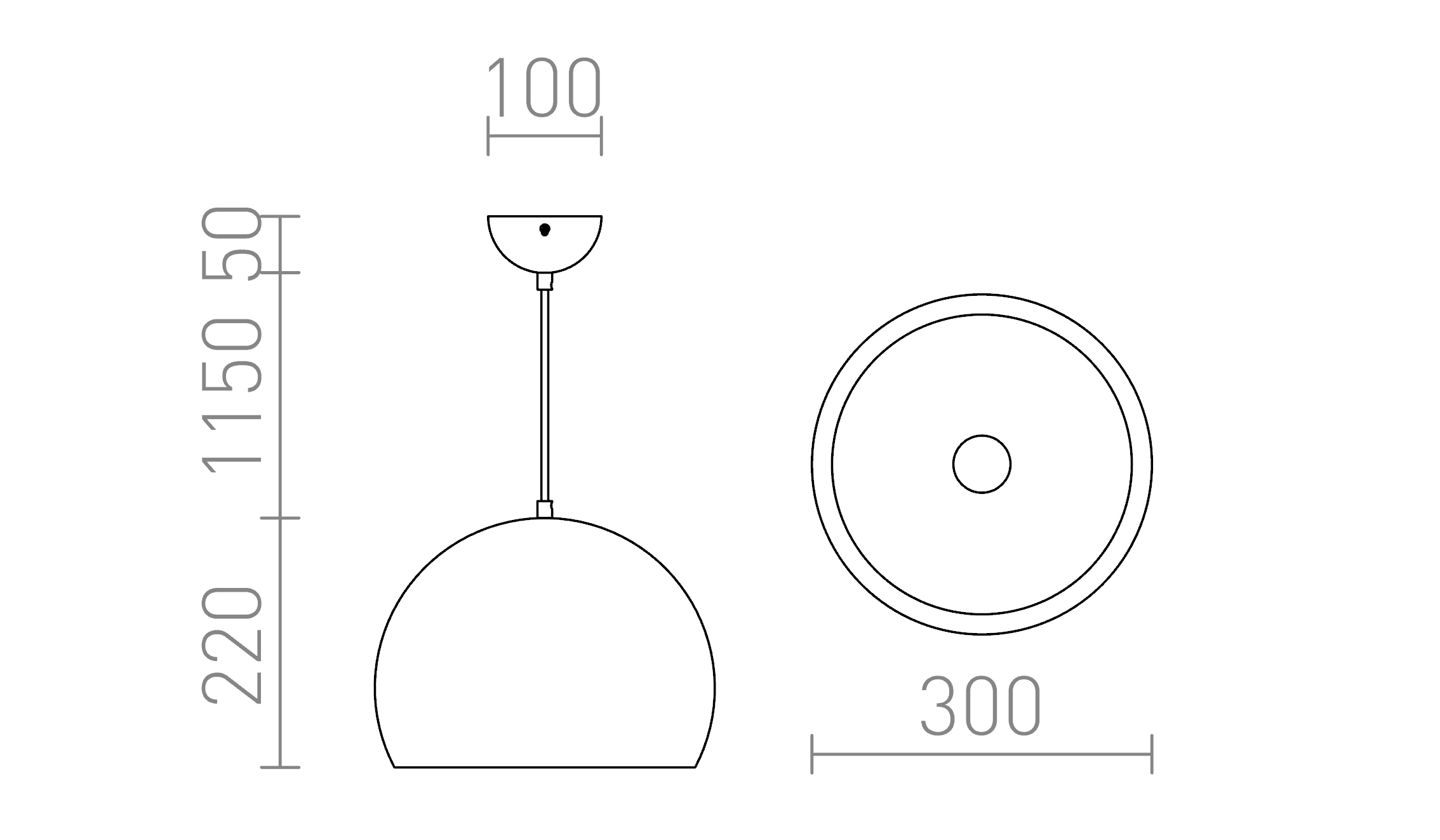 Termék vázlat – LEDRA ASTON 30 függőlámpa króm 230V LED E27 15W
