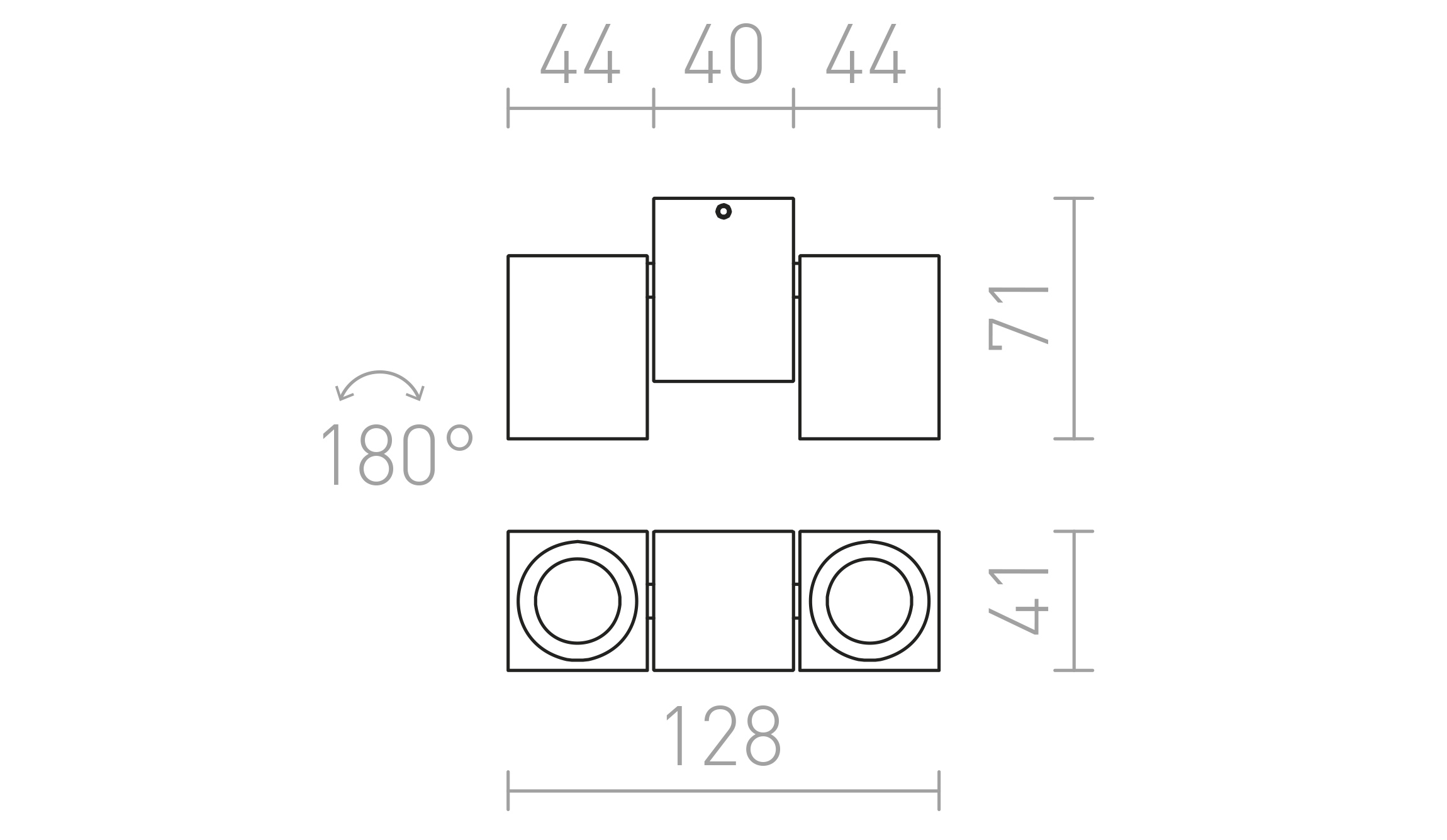 Termék vázlat – LEDRA MARVEL II dönthető alumínium 230V GU10 2x50W