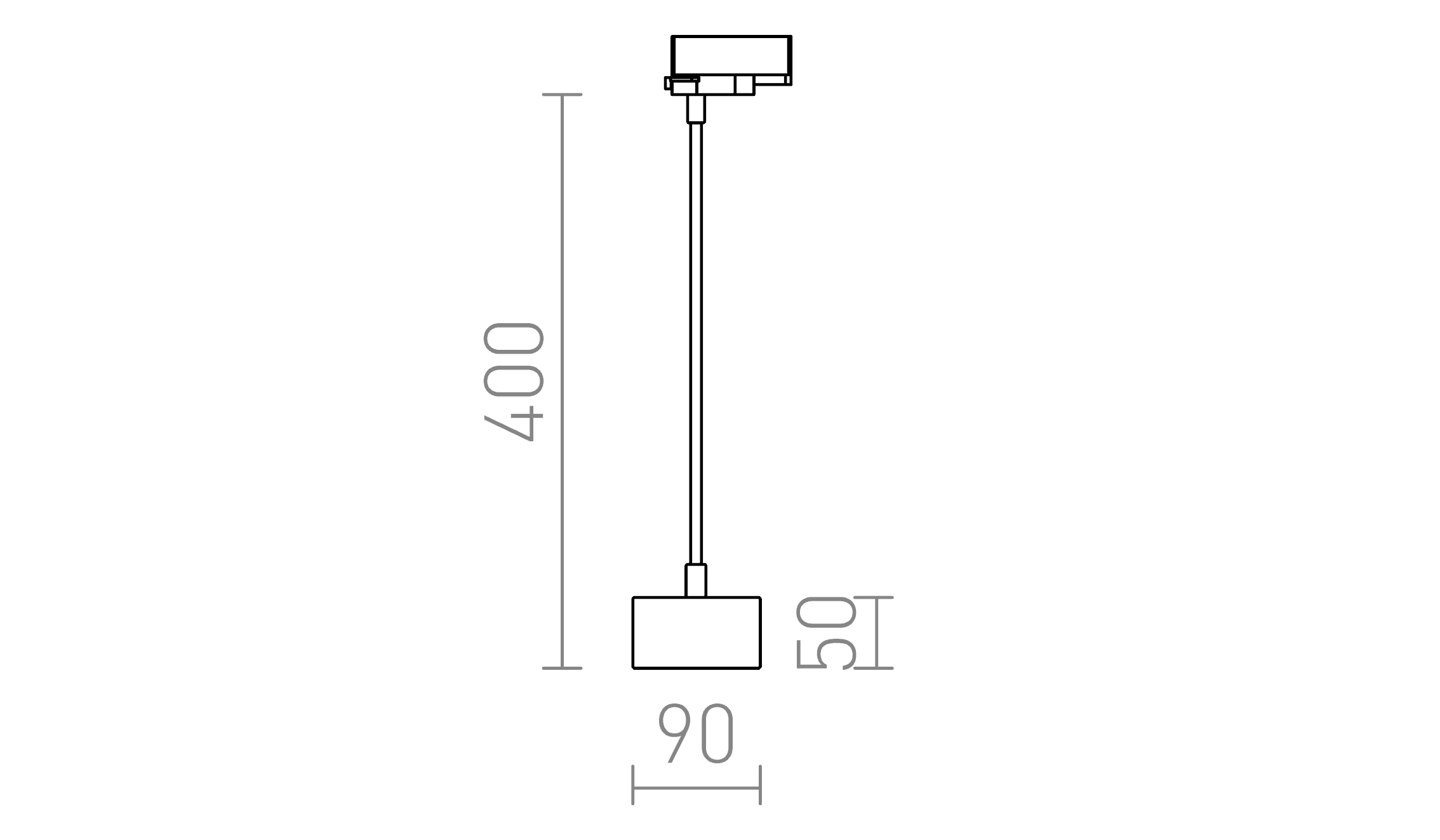 Termék vázlat – LEDRA PIXIE hajlítható nyakon háromáramkörös sínre ezüstszürke króm 230V LED GX53 7W