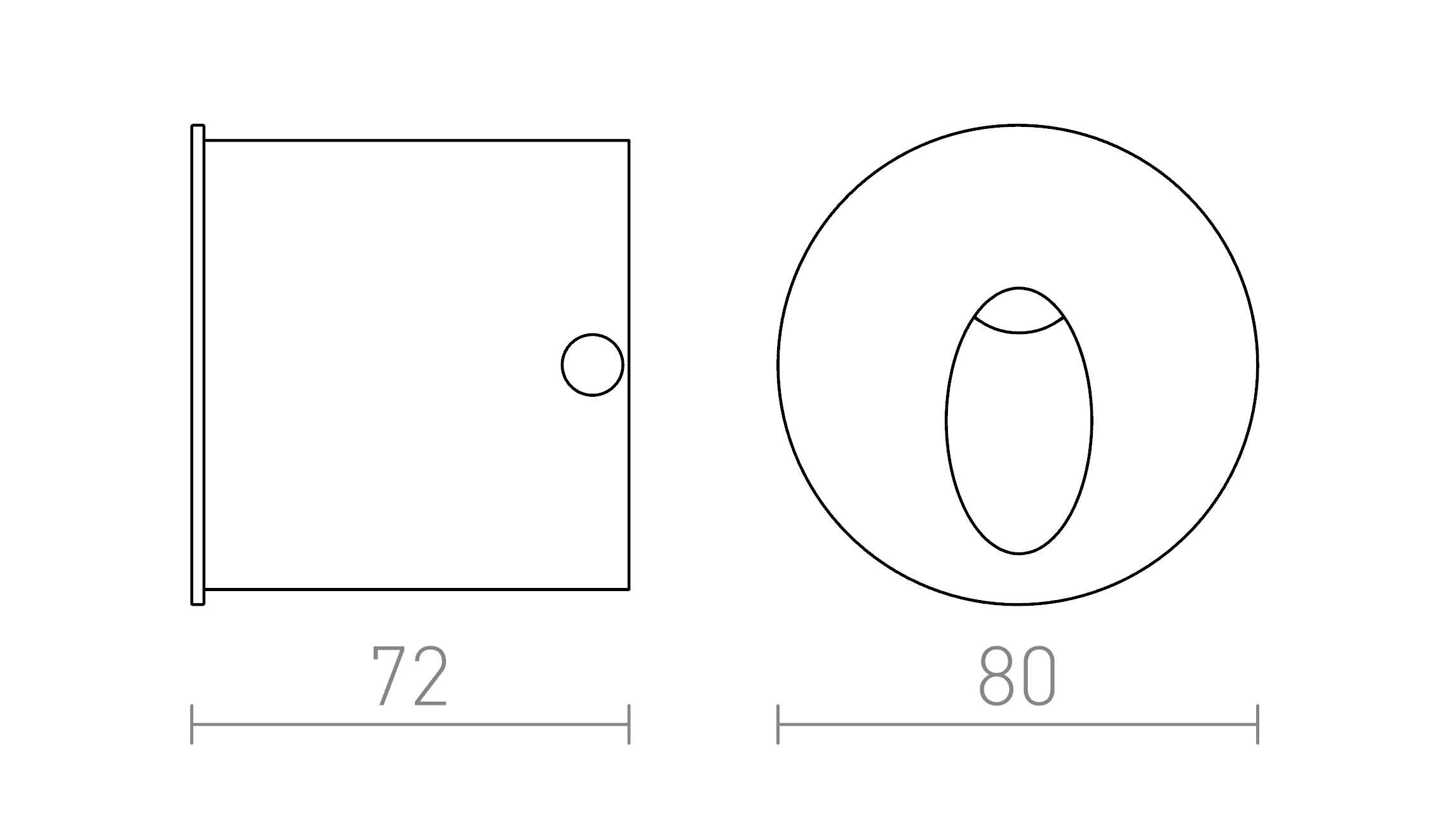 Termék vázlat – LEDRA ELICA R süllyesztett lámpa szálcsiszolt alumínium 230V LED 3W IP54 3000K