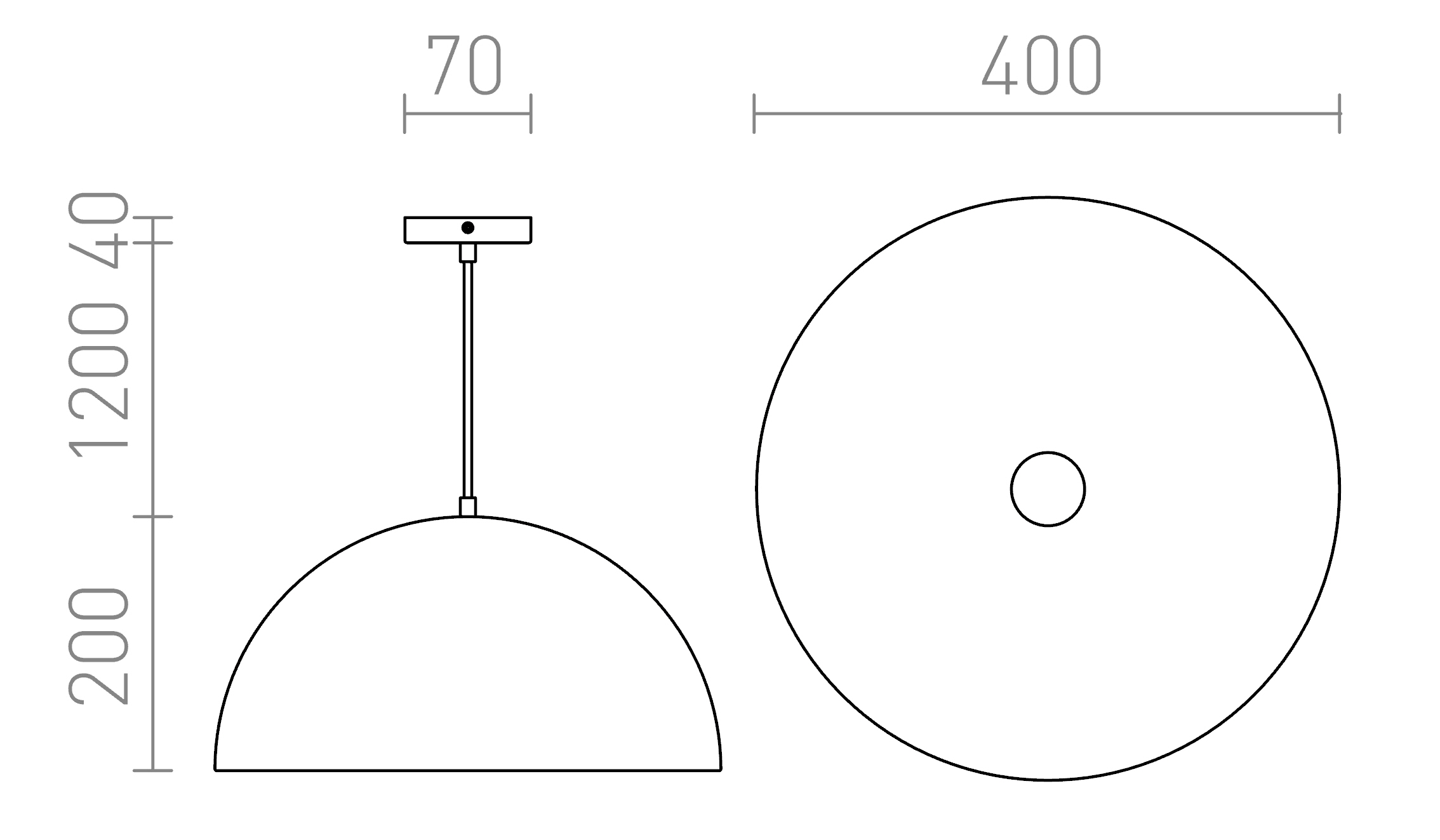 Termék vázlat – LEDRA SINTRA 40 függőlámpa króm 230V LED E27 30W