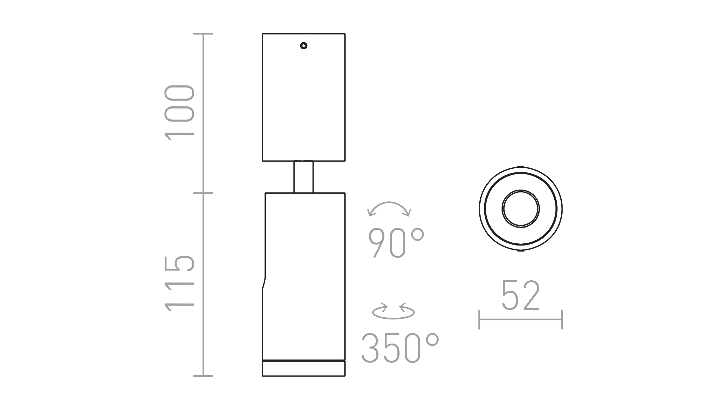 Termék vázlat – LEDRA BOGARD mennyezeti lámpa matt fekete 230V LED 5W 40° 3000K