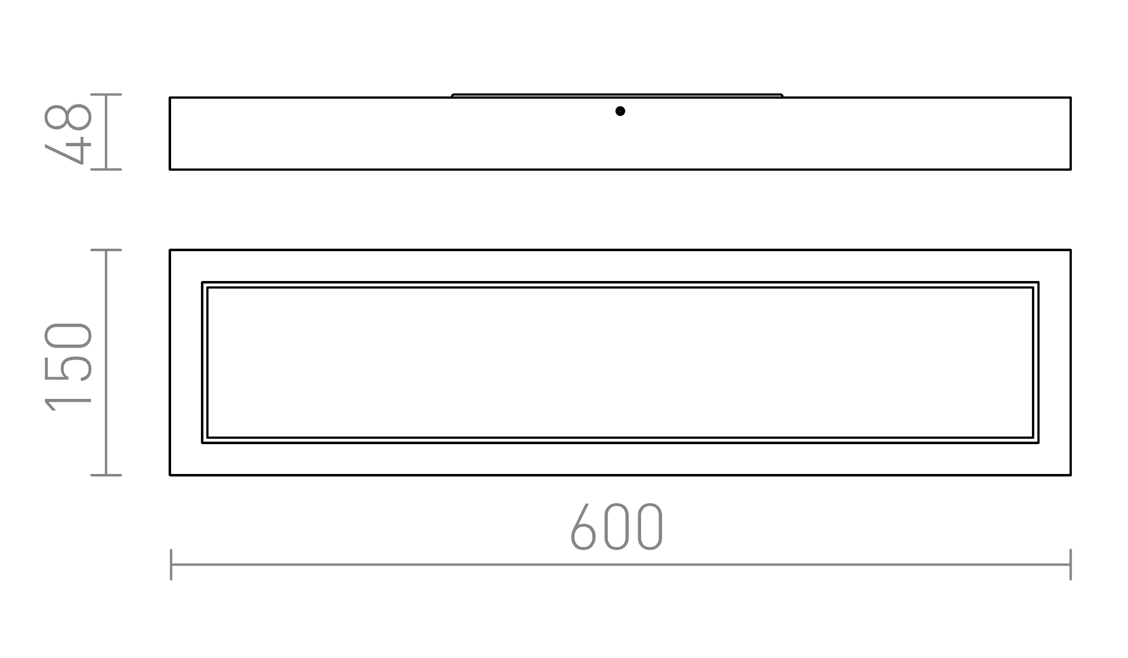 Termék vázlat – LEDRA STRUCTURAL LED 60x15 felületre szerelhető fehér 230V LED 22W 3000K