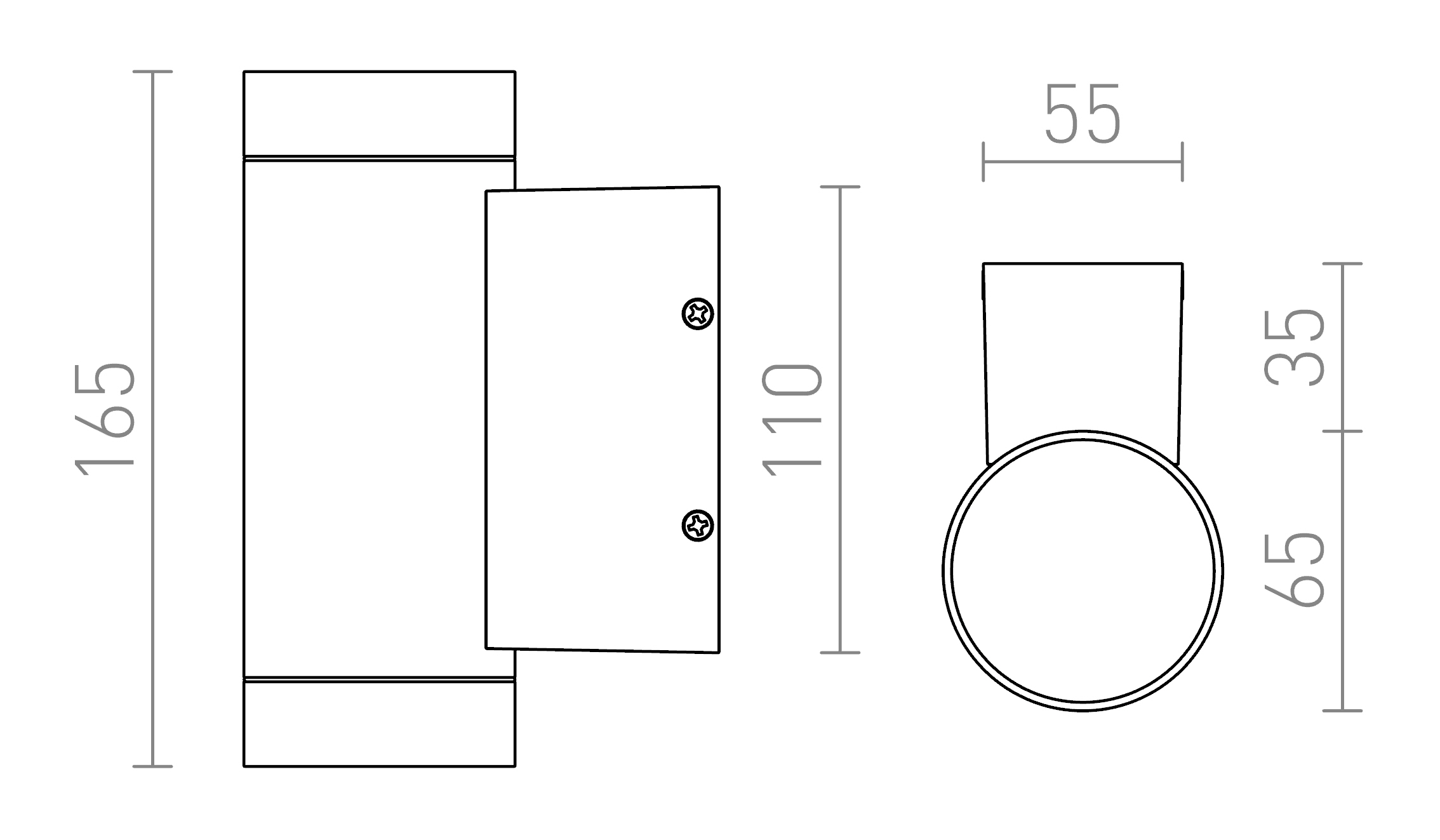 Termék vázlat – LEDRA MIZZI II ezüstszürke 230V LED GU10 2x8W IP54