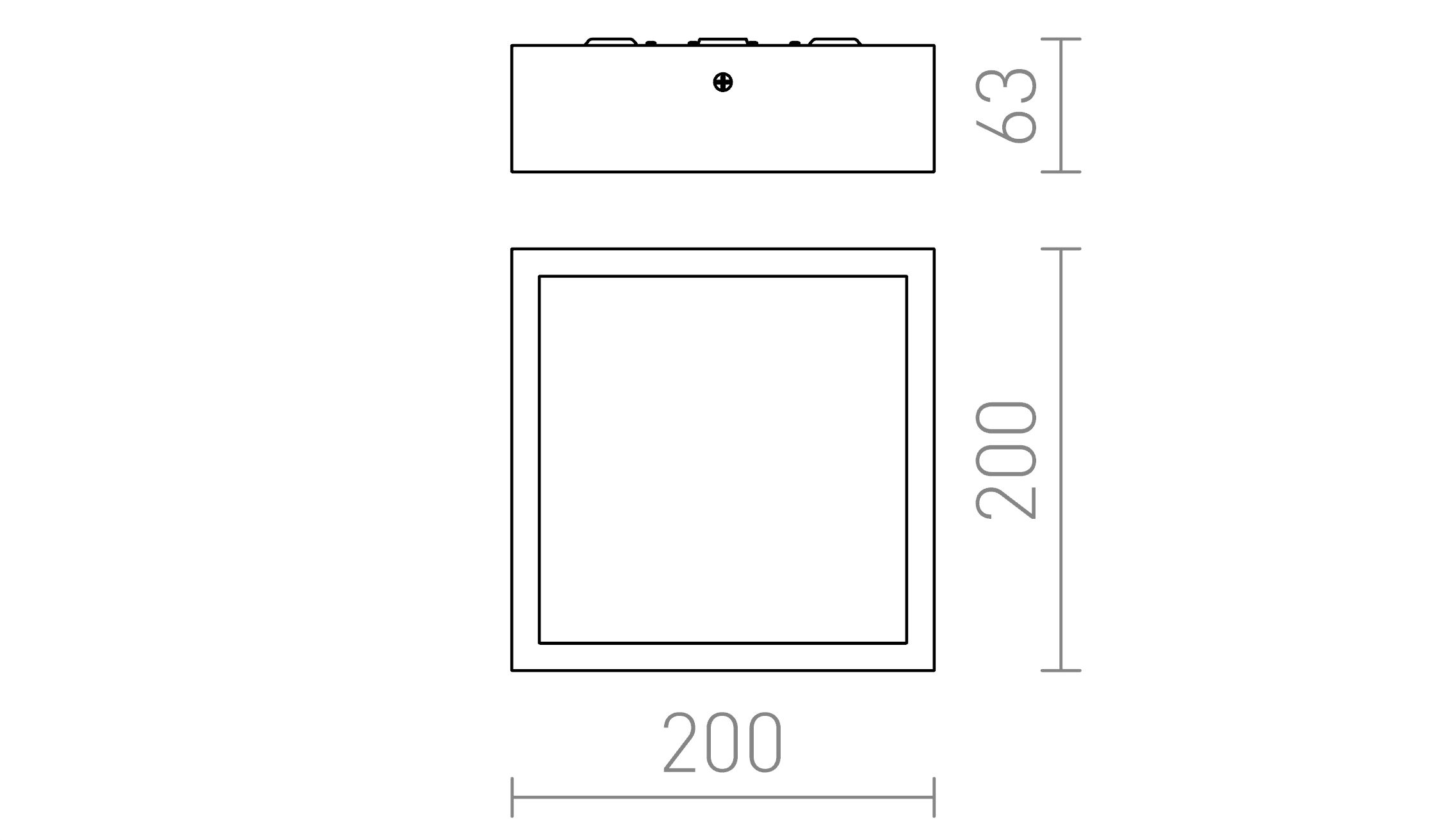 Termék vázlat – LEDRA STRUCTURAL LED 20x20 felületre szerelhető fehér 230V LED 12W 3000K