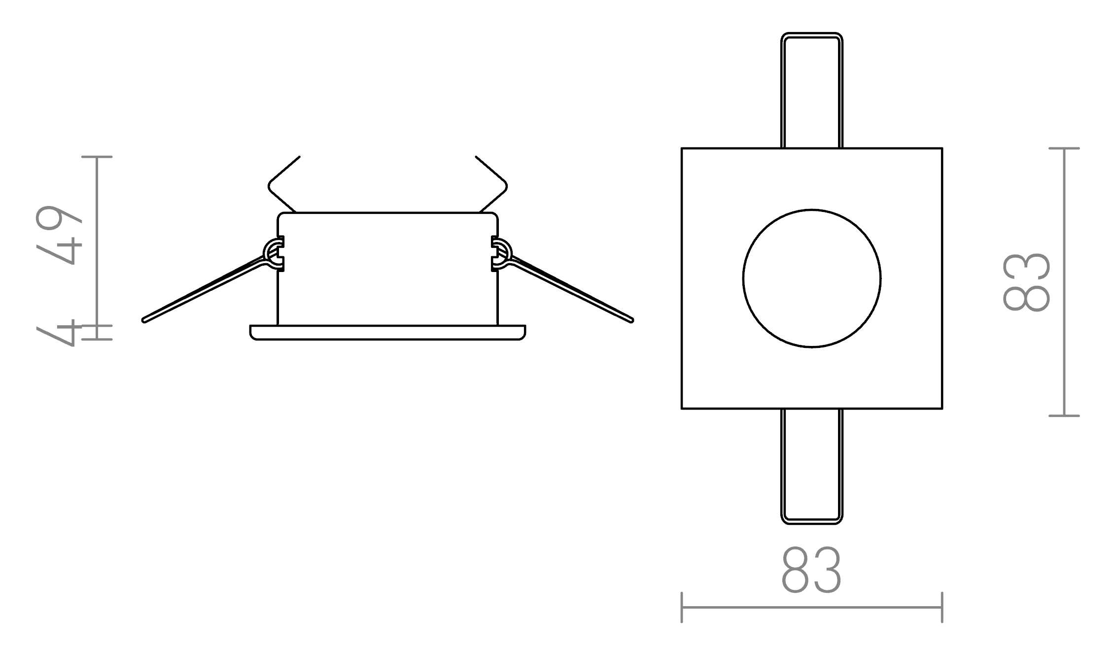 Termék vázlat – LEDRA SPLASH SQ süllyesztett lámpa króm 230V LED GU10 8W IP65