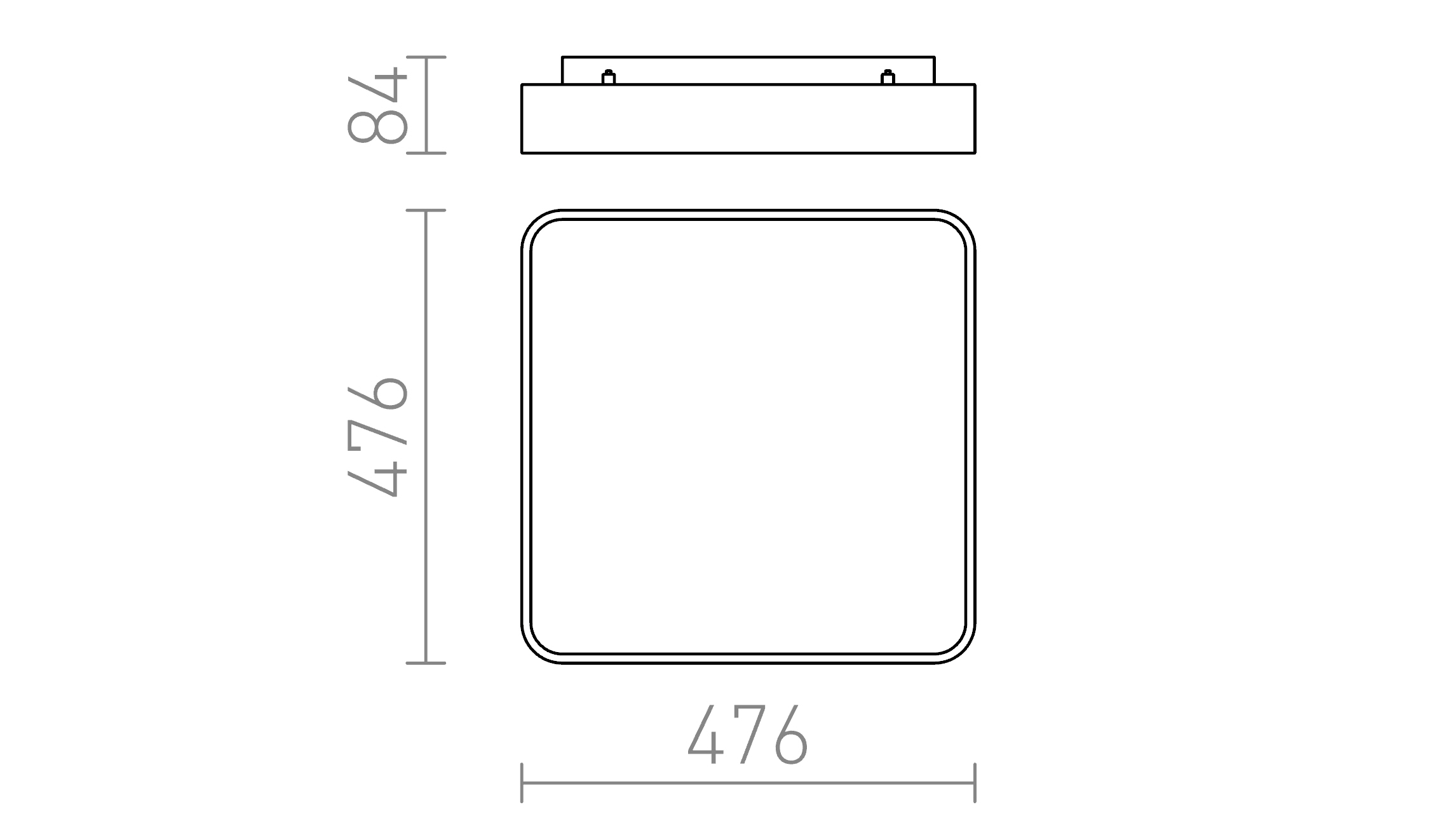 Termék vázlat – LEDRA MENSA SQ 48 mennyezeti lámpa fehér 230V LED 56W 3000K