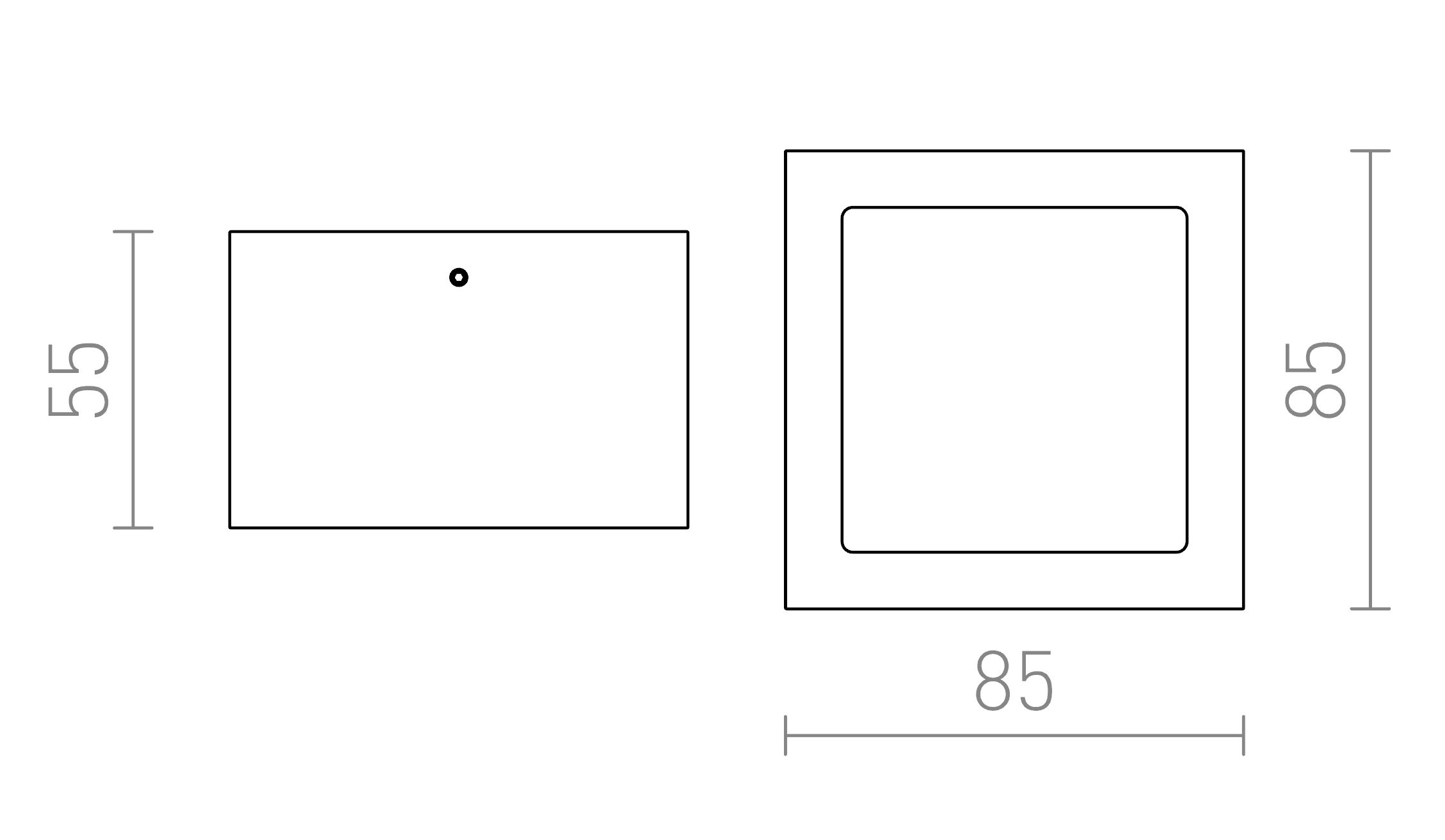 Termék vázlat – LEDRA DEZA négyzet alakú lámpa alumínium/szaténüveg 230V LED G9 5W IP54