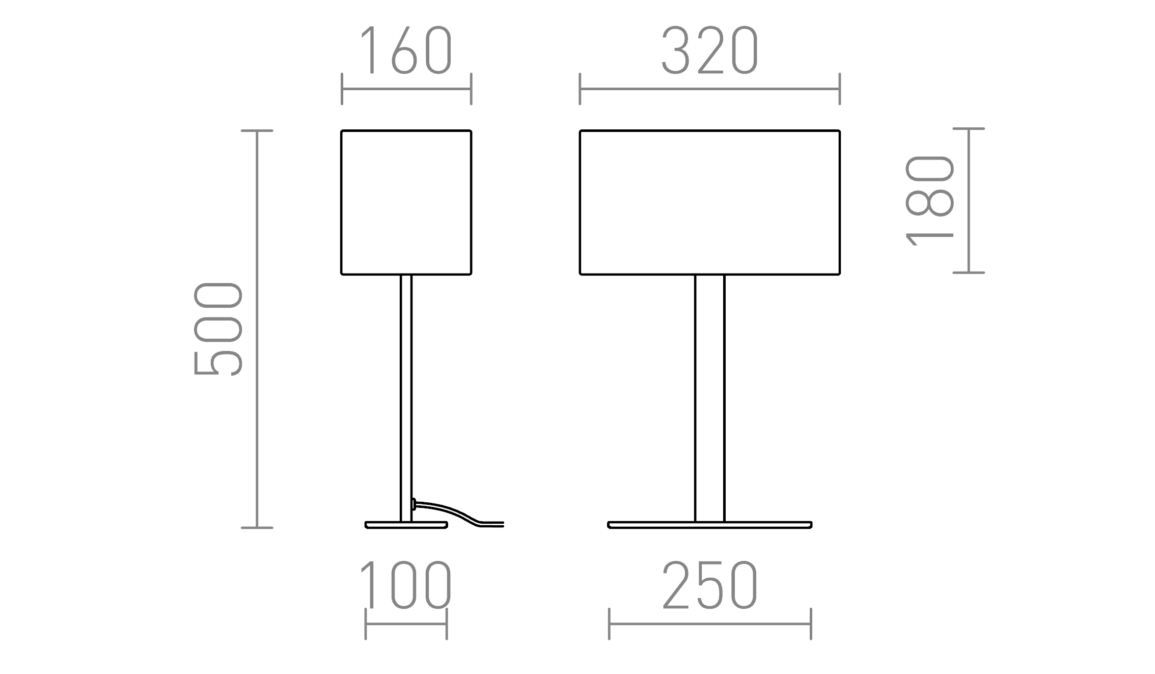 Termék vázlat – LEDRA PLAZA M asztali lámpa fehér króm 230V LED E27 15W