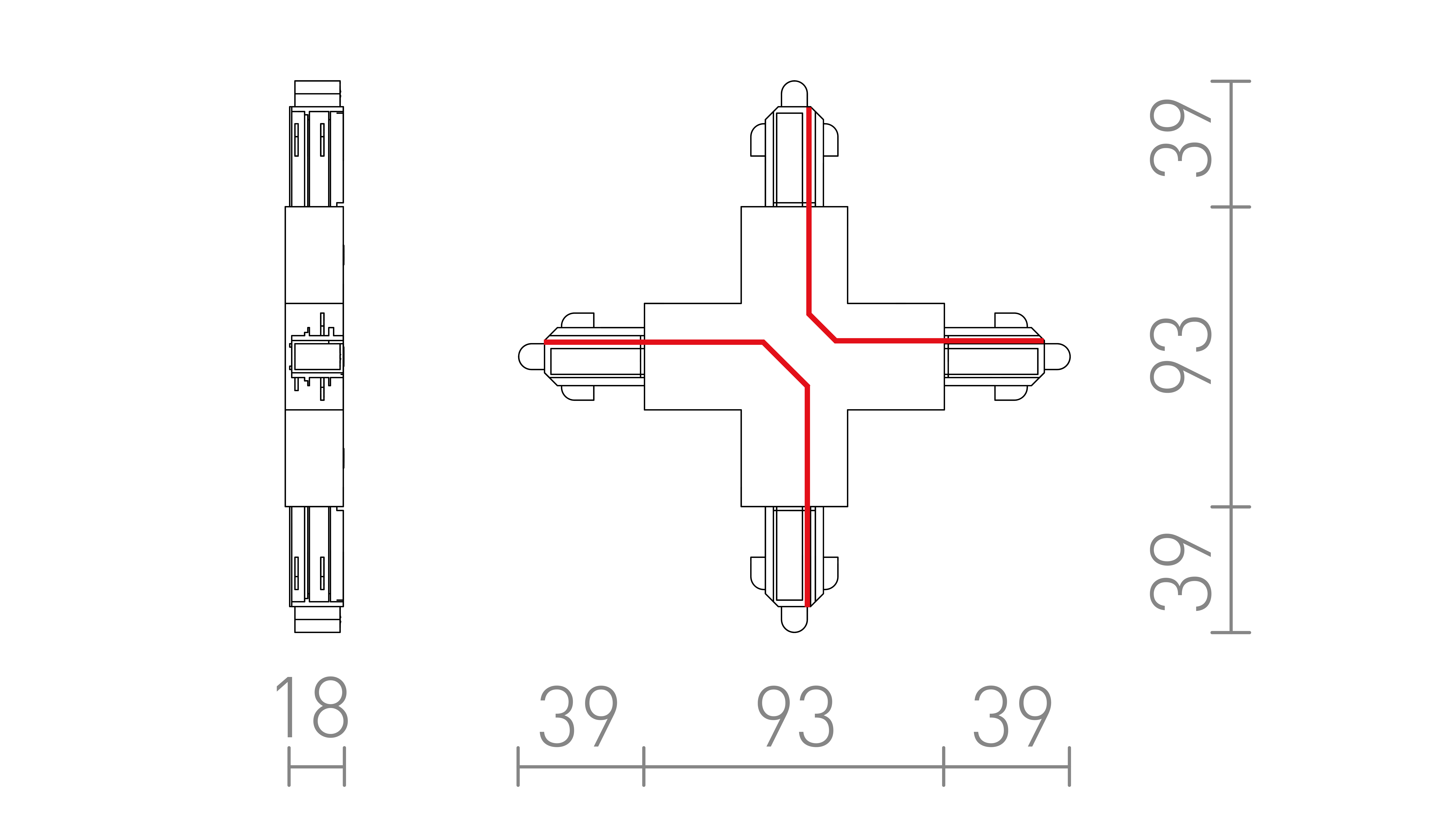 Termék vázlat – LEDRA 1F X csatlakozó fekete 230V