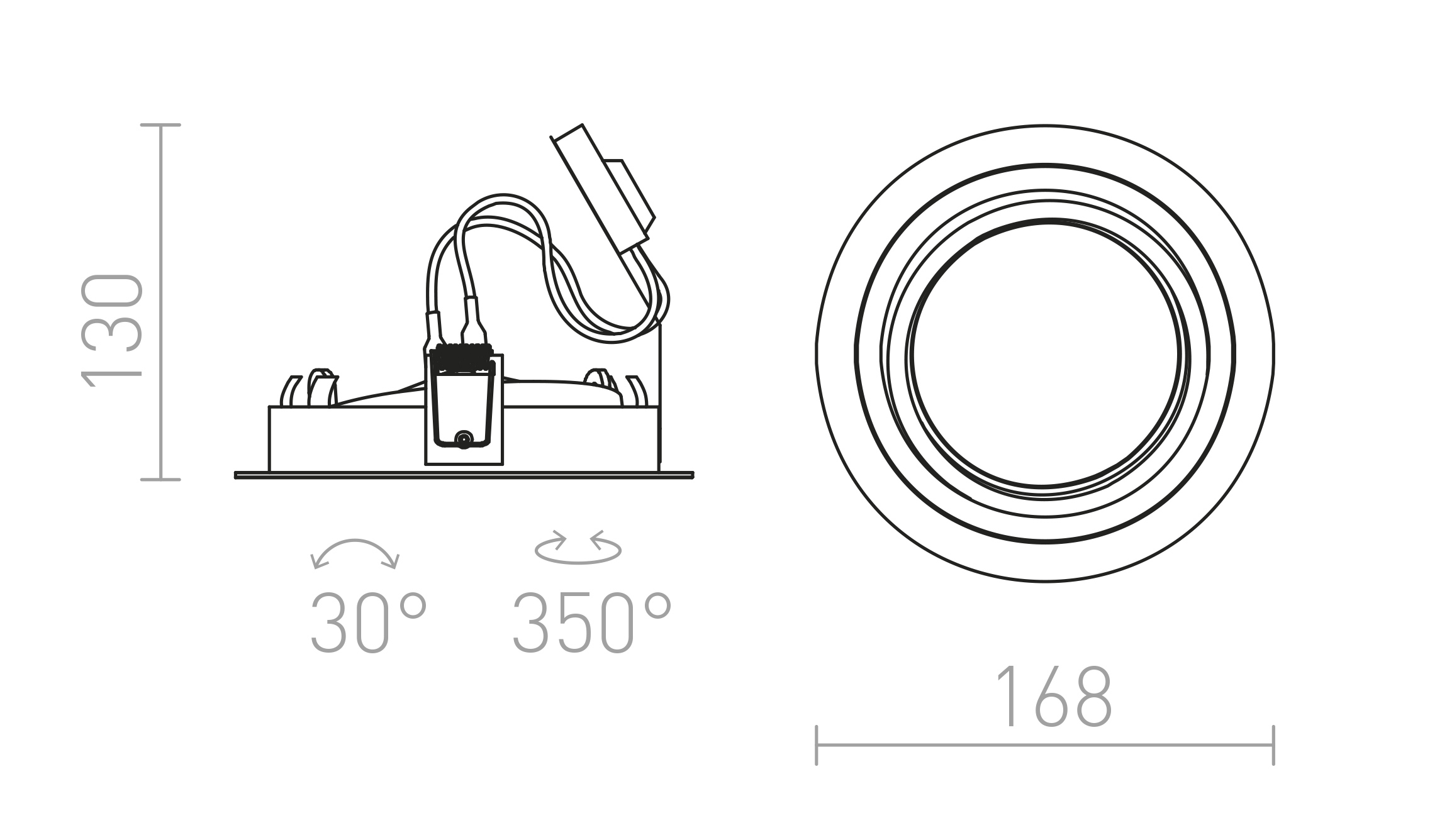 Termék vázlat – LEDRA PASADENA G53 R I fekete 230V LED G53 15W