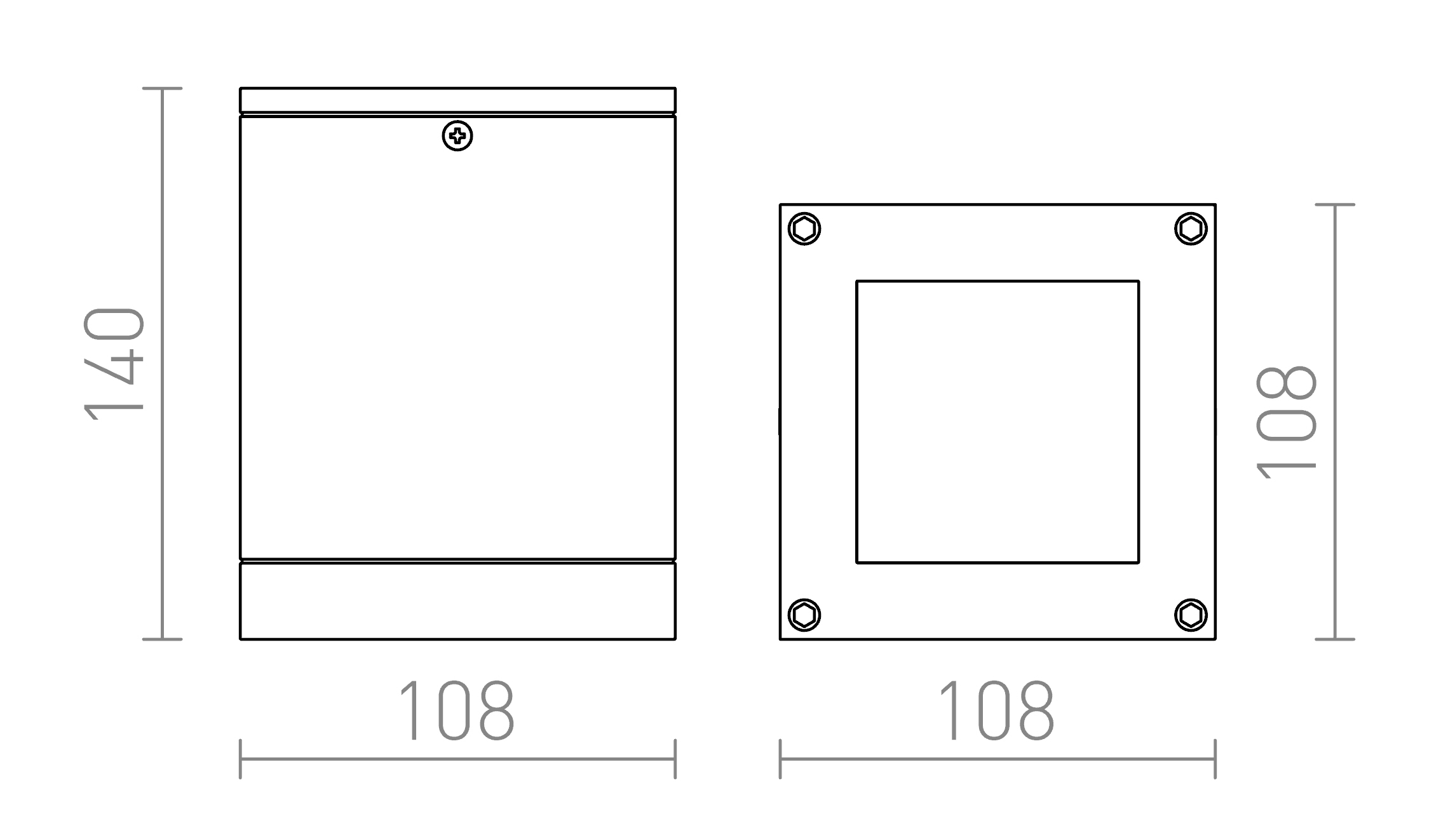 Termék vázlat – LEDRA QUADRA M mennyezeti lámpa ezüstszürke 230V LED E27 8W IP54