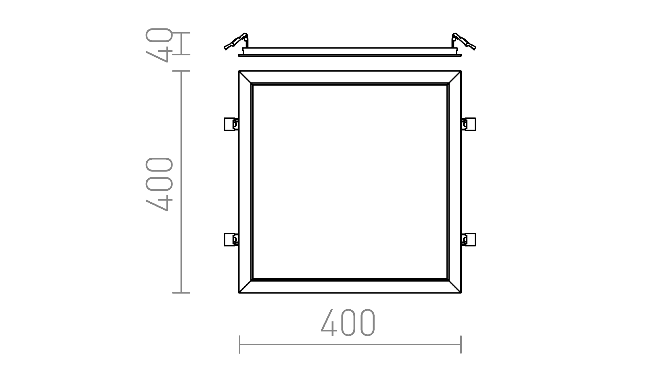 Termék vázlat – LEDRA STRUCTURAL LED 40x40 süllyesztett lámpa fehér 230V LED 40W 3000K