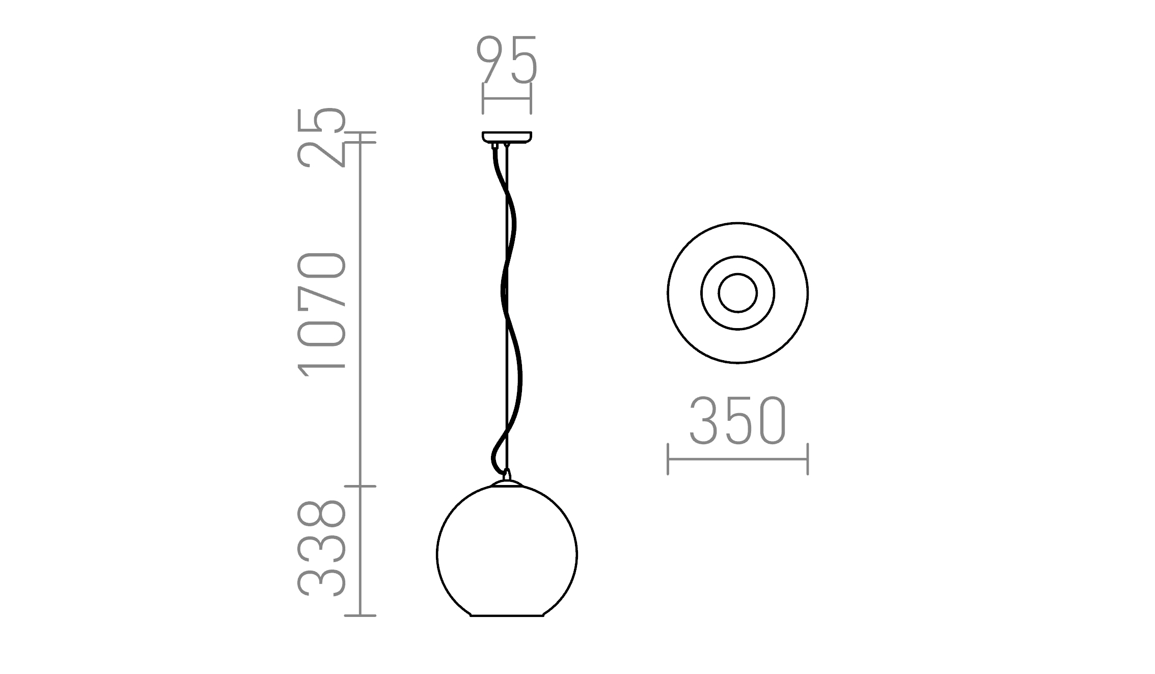 Termék vázlat – LEDRA BEAU MONDE 35 függőlámpa krómozott üveg/átlátszó üveg 230V LED E27 15W
