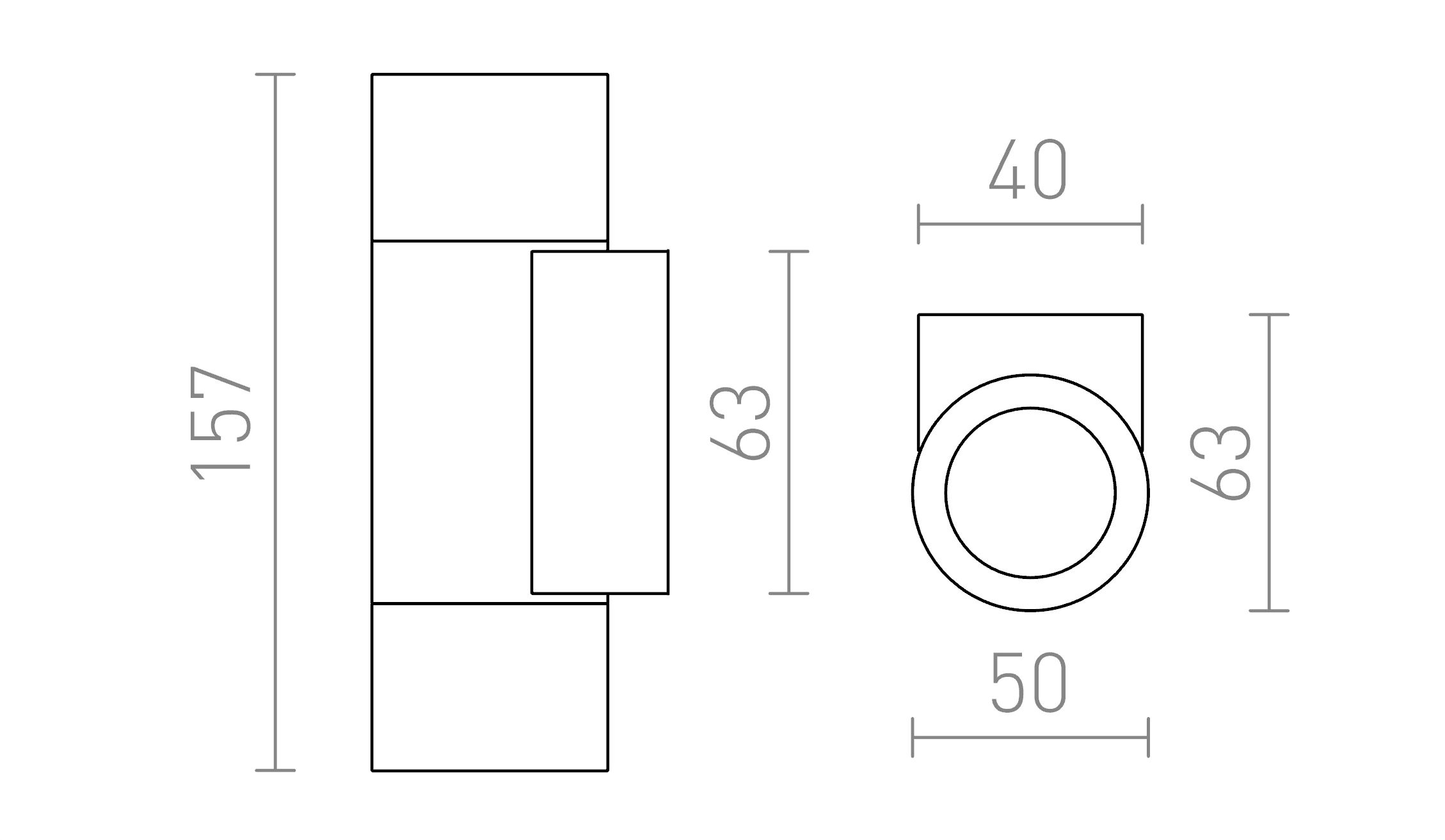 Termék vázlat – LEDRA MICO II fali lámpa alumínium 230V LED G9 2x5W