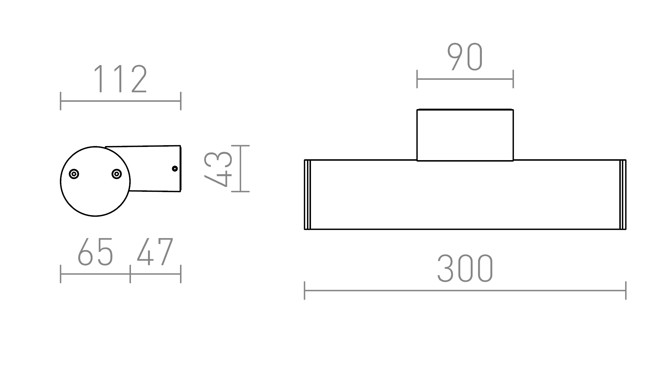Termék vázlat – LEDRA VADIS fali lámpa antracitszürke 230V LED 8W IP54 3000K