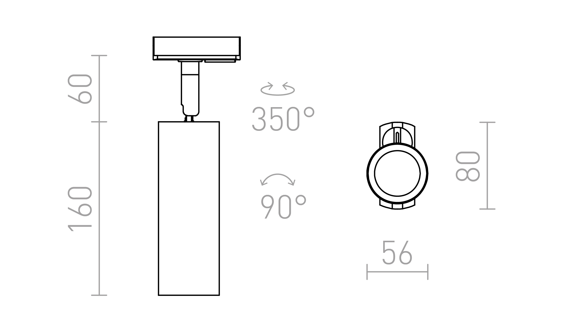 Termék vázlat – LEDRA MAVRO háromáramkörös sínre aranysárga 230V LED 12W 38° 3000K