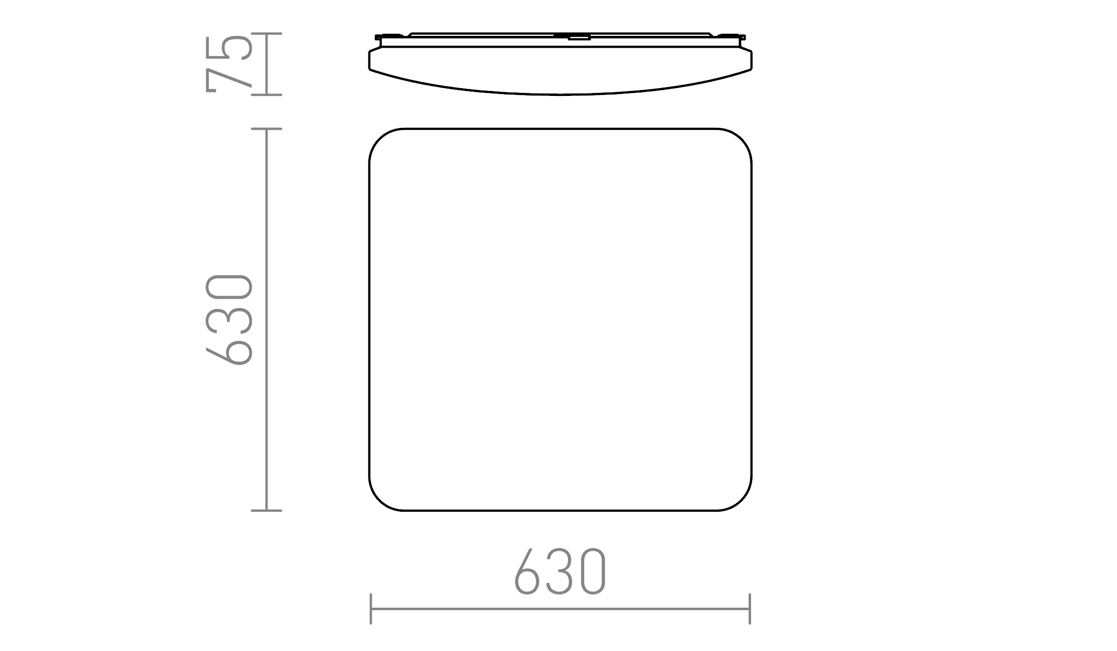 Termék vázlat – LEDRA SEMPRE SQ 63 mennyezeti mozgásérzékelő opálakril 230V LED 76W 3000K