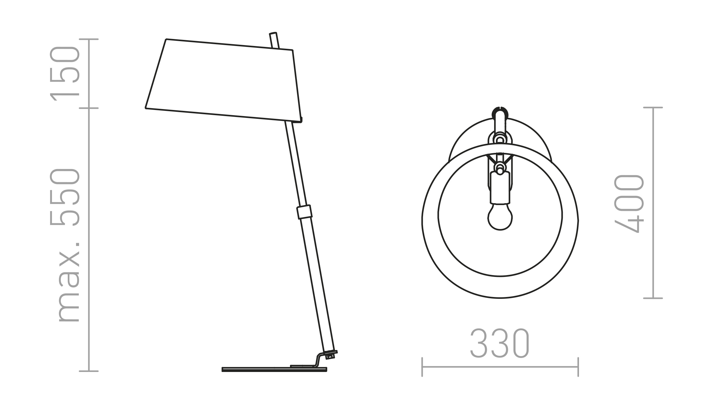 Termék vázlat – LEDRA RITZY asztali lámpa fekete króm 230V LED E27 15W
