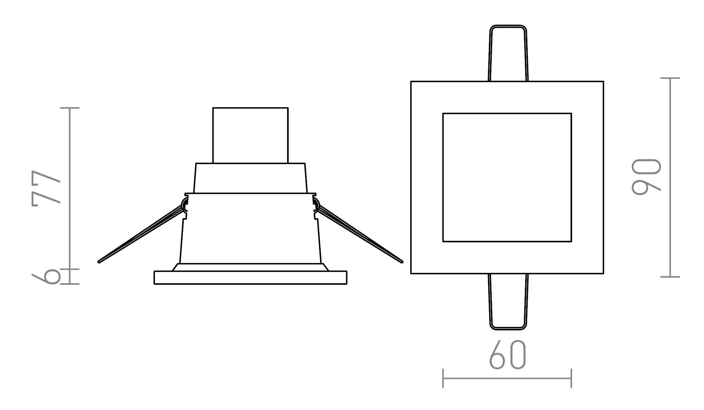 Termék vázlat – LEDRA LEROY SQ fehér 12V GU5,3 35W IP44