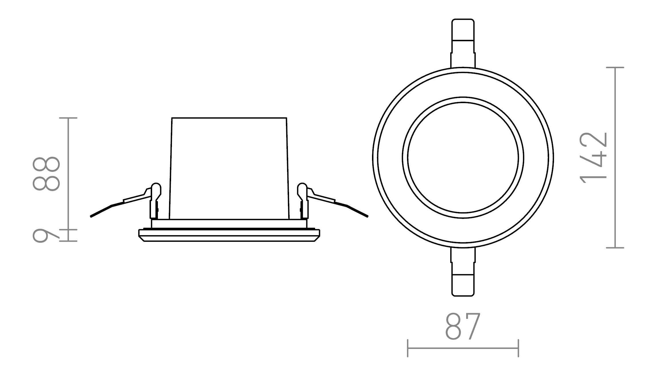 Termék vázlat – LEDRA NAVY süllyesztett lámpa fehér 230V LED 15W 36° IP65 2700K