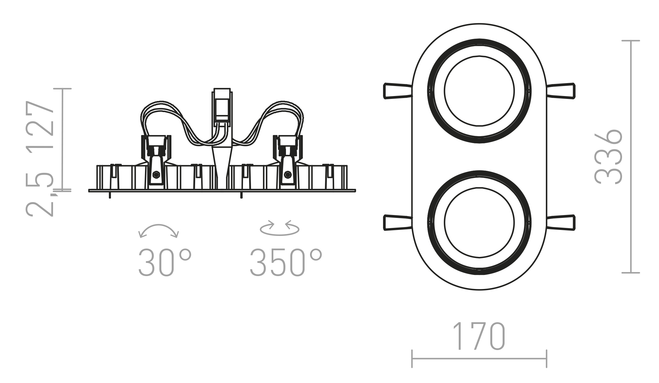 Termék vázlat – LEDRA ZIZI II süllyesztett lámpa fehér 230V LED G53 15W