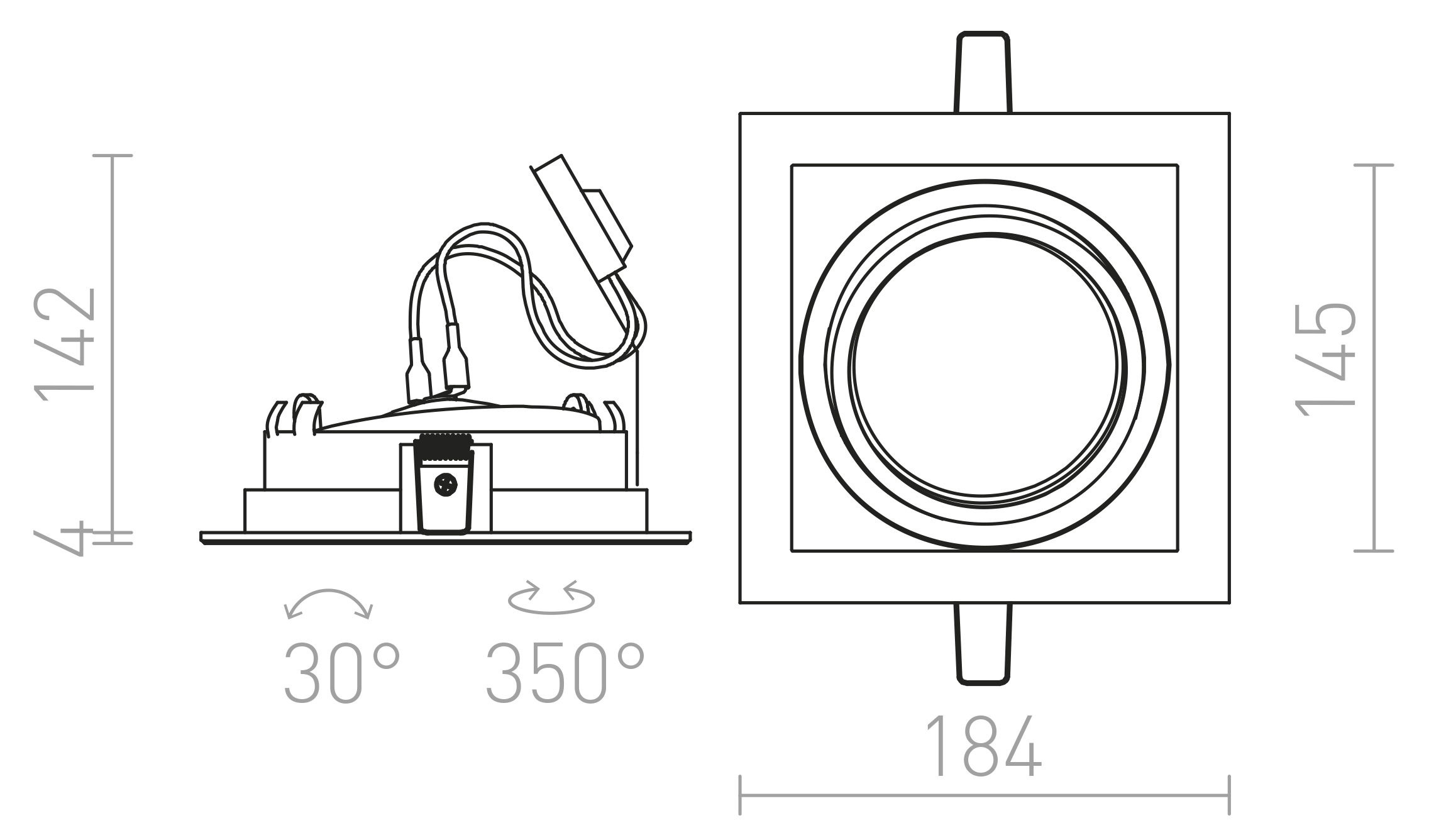 Termék vázlat – LEDRA GRANADA SQ fehér 230V LED G53 15W