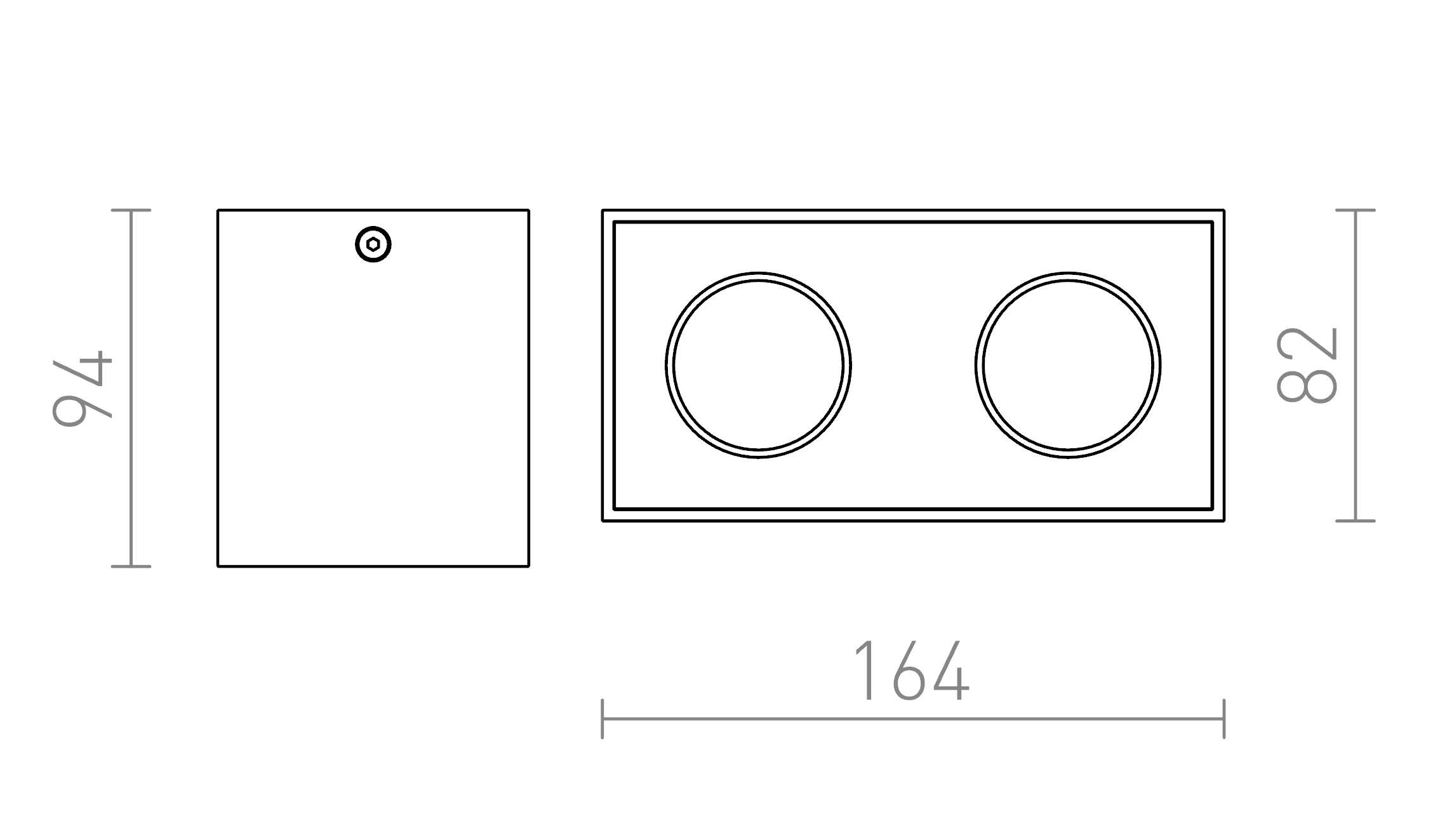 Termék vázlat – LEDRA AGATE II mennyezeti lámpa szálcsiszolt alumínium 230V LED GU10 2x7W