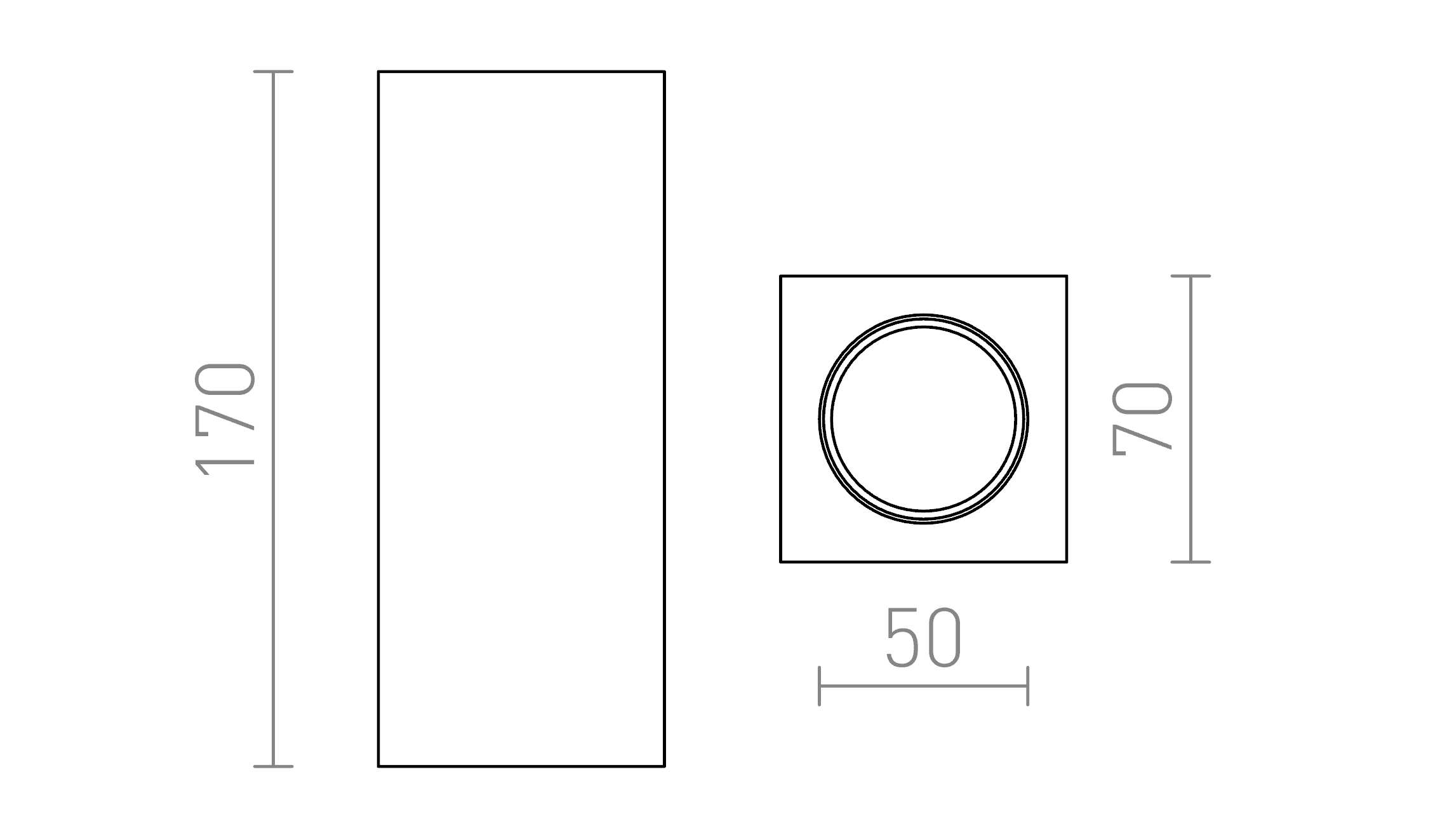 Termék vázlat – LEDRA JACK SQ S 17 mennyezeti lámpa gipsz 230V LED GU10 5W