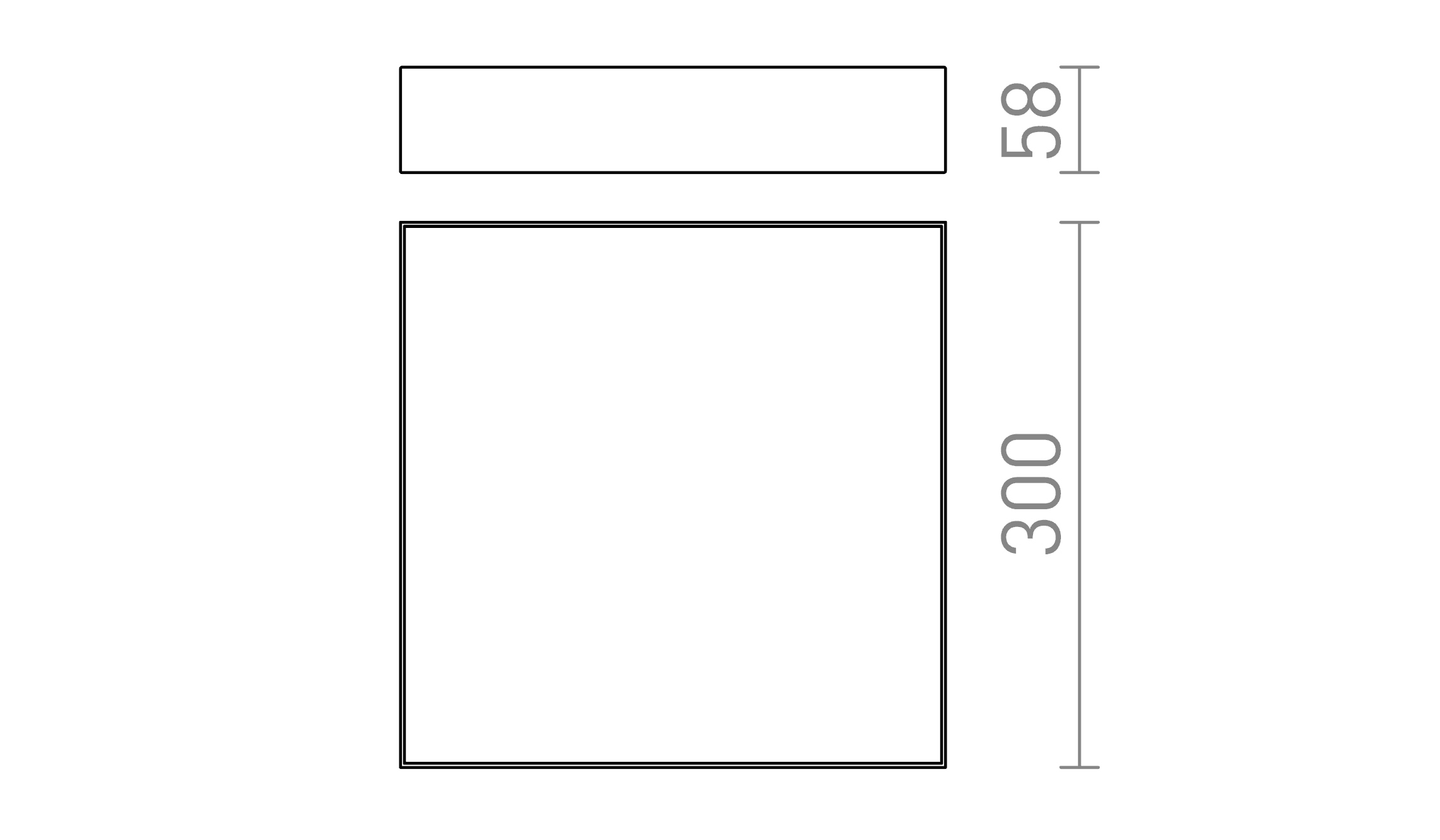 Termék vázlat – LEDRA LARISA SQ 30 mennyezeti lámpa fekete 230V LED 30W 3000K 4000K 6500K