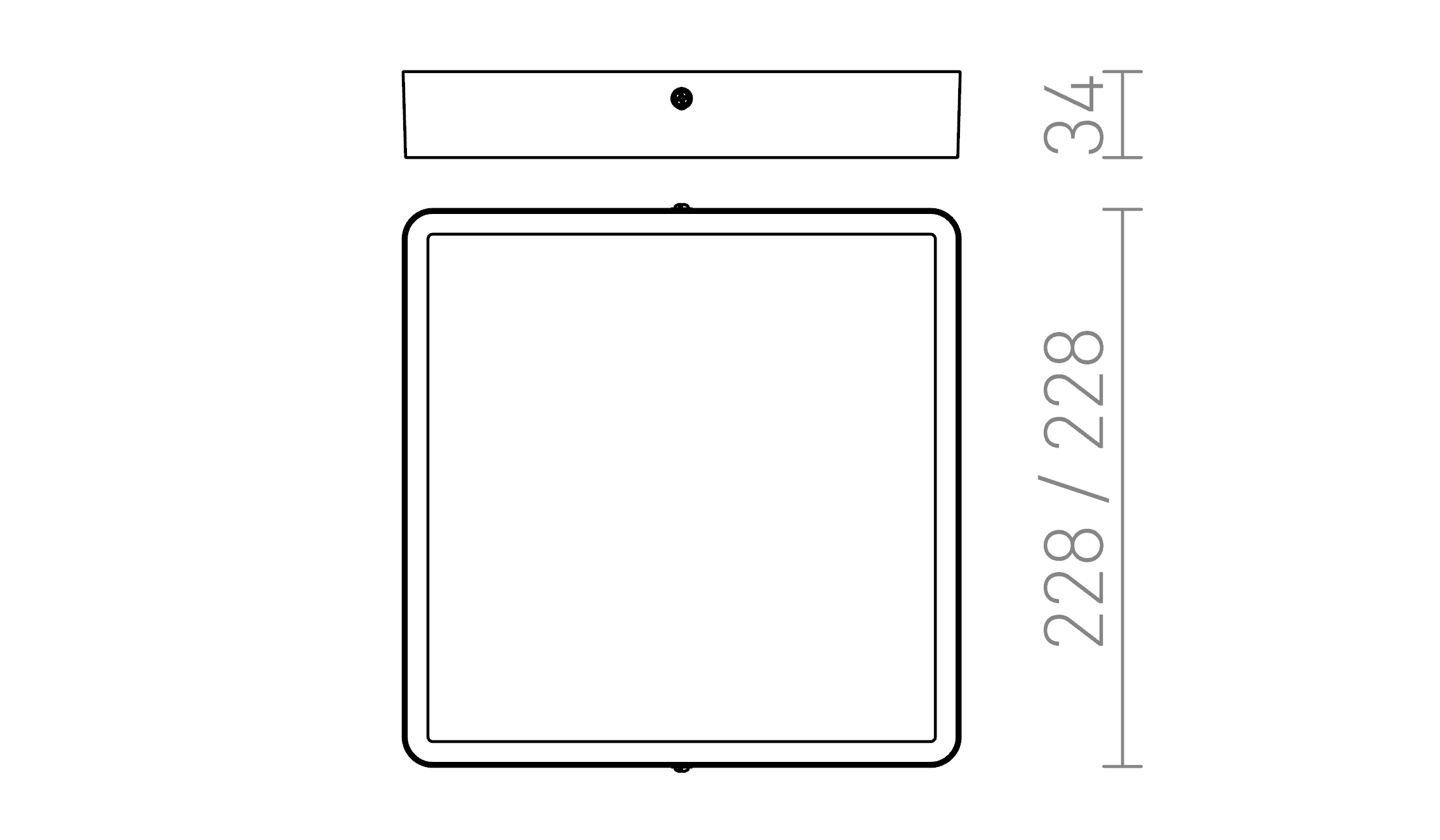 Termék vázlat – LEDRA HUE SQ 22 DIMM mennyezeti lámpa fehér 230V LED 24W 3000K