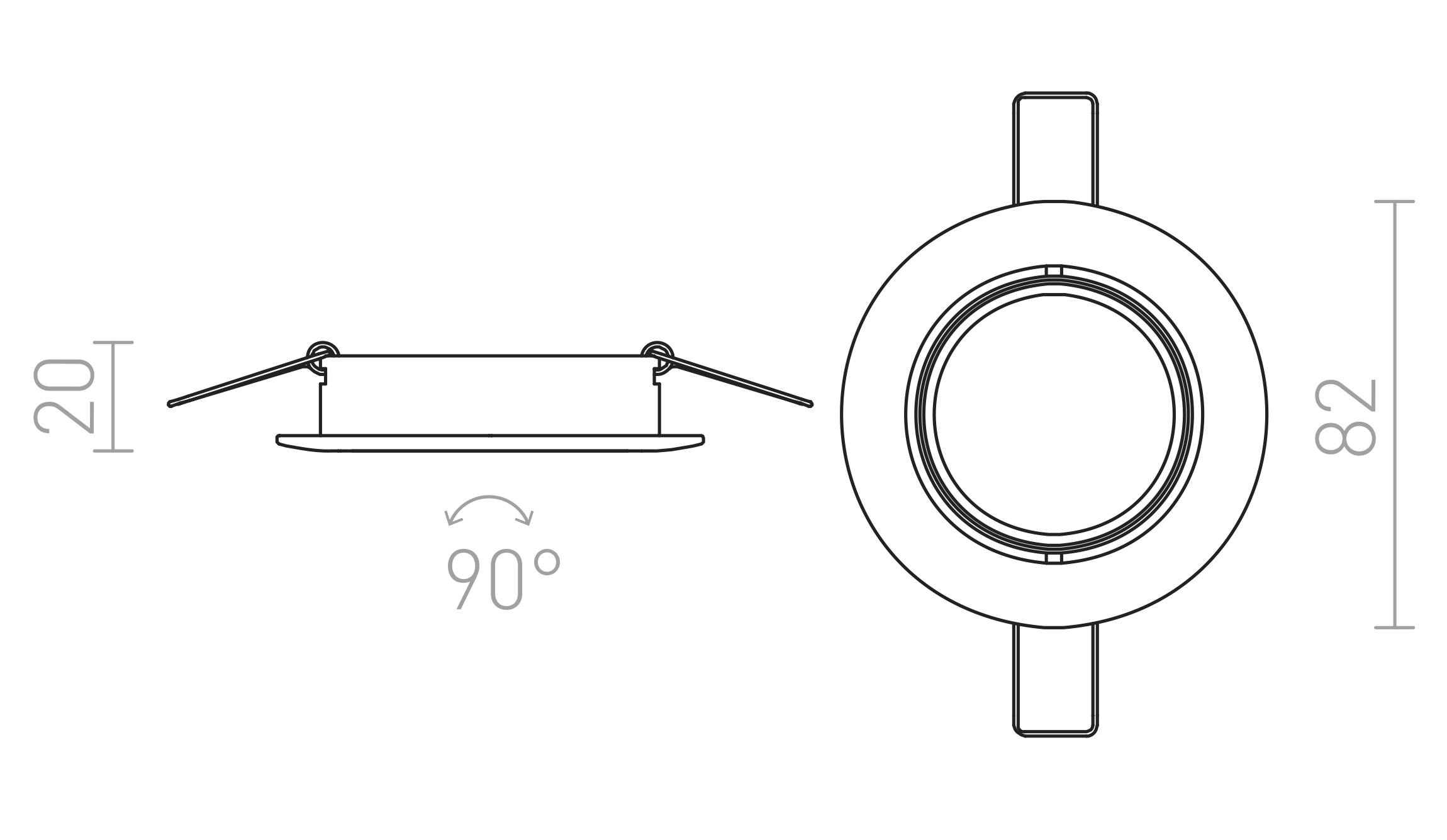 Termék vázlat – LEDRA TOPIC R dönthető matt fehér 230V LED GU10 8W