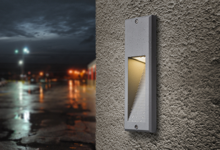 RENDL R10557 FACA LED vonkajšie svietidlo, zápustné do steny IP54 striebrosivá
